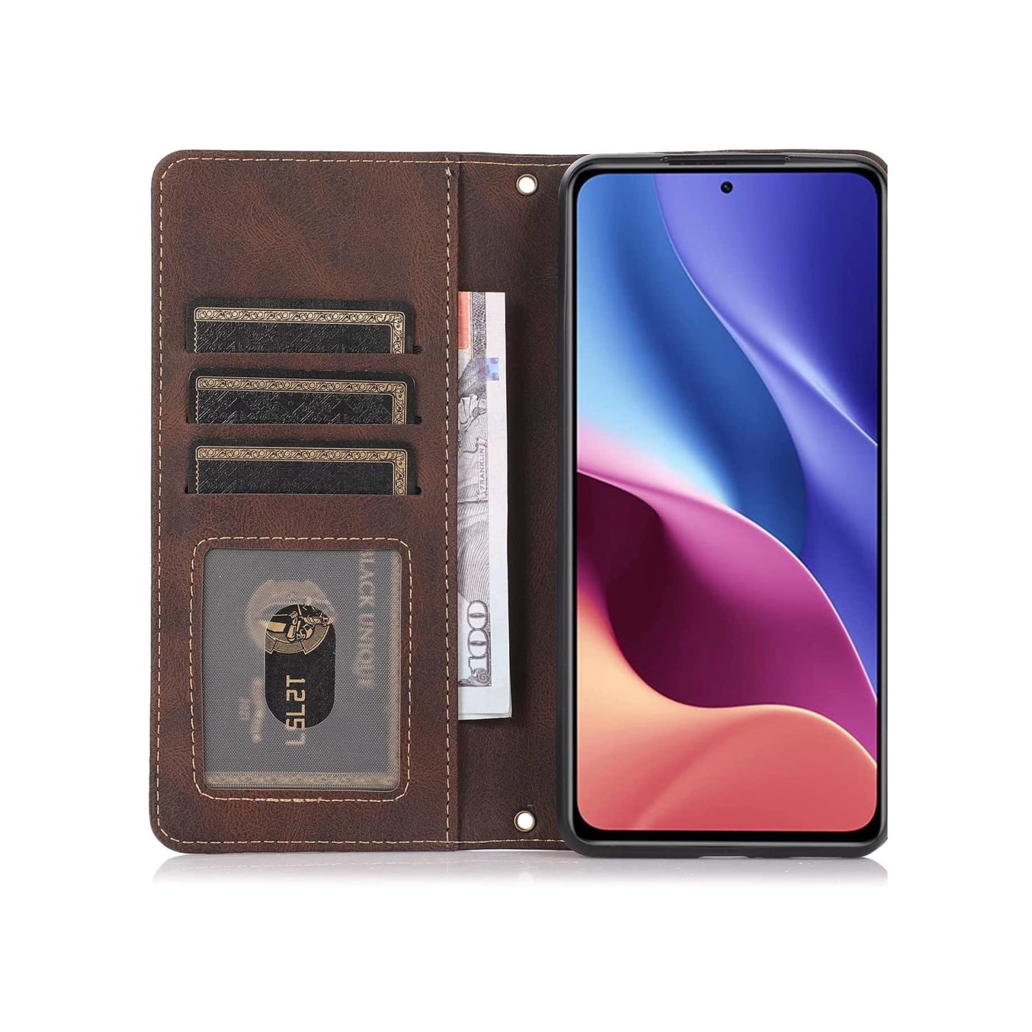 Étui-portefeuille en cuir magnétique étui-portefeuille rabat en cuir antichoc avec 9 fentes pour cartes de crédit pour iPhone 14 PRO - EXPÉDITION