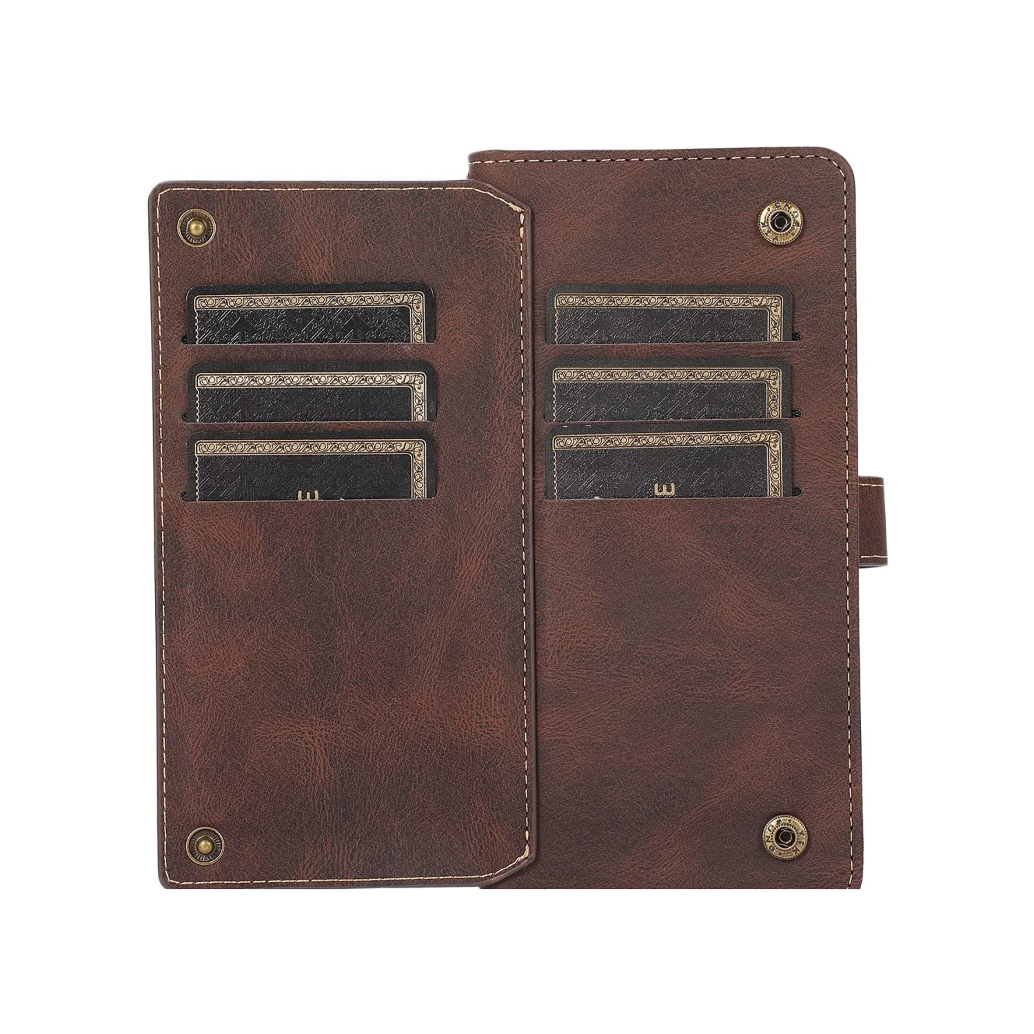 Étui-portefeuille en cuir magnétique étui-portefeuille rabat en cuir antichoc avec 9 fentes pour cartes de crédit pour iPhone 14 PRO - EXPÉDITION