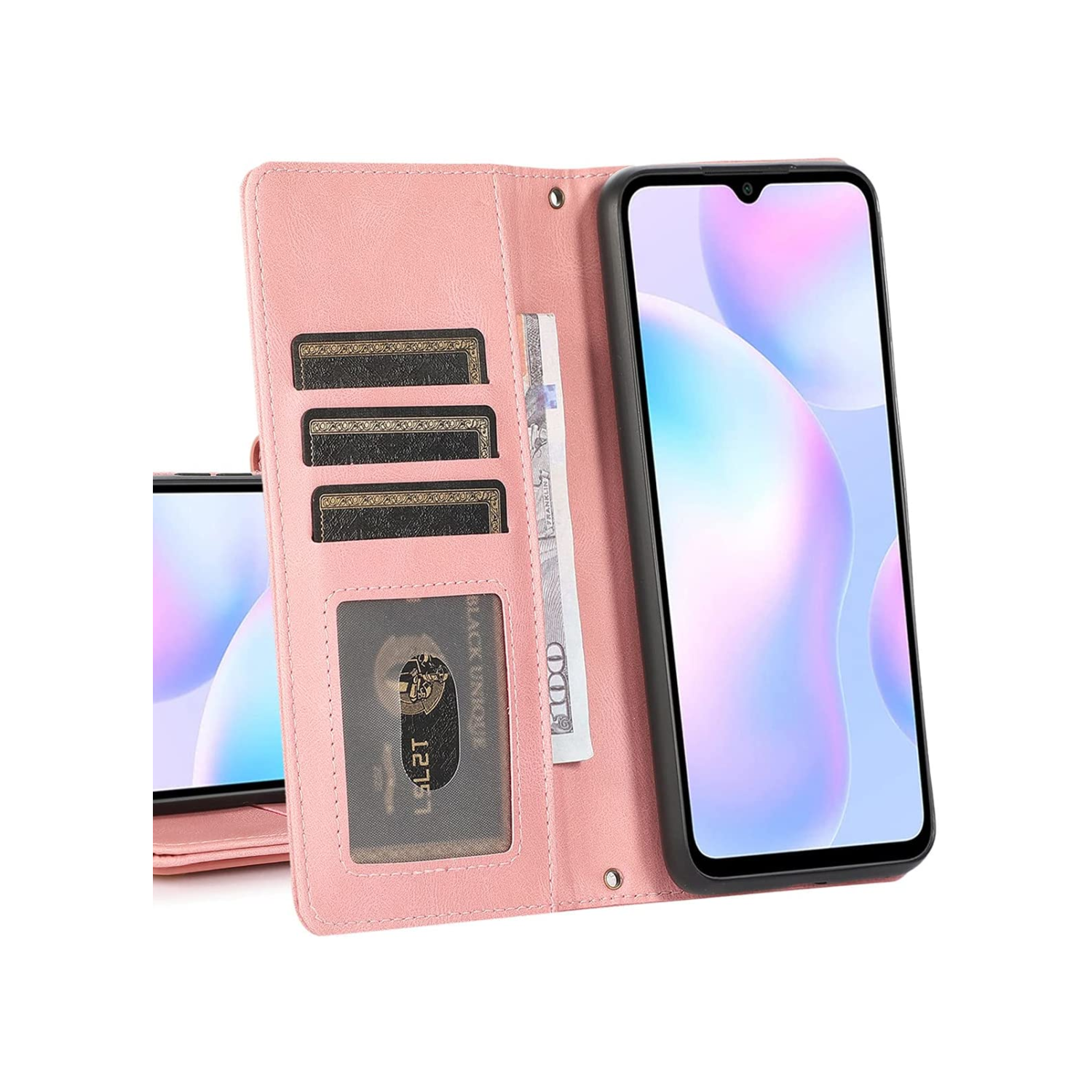 Étui-portefeuille en cuir magnétique étui-portefeuille rabat en cuir antichoc avec 9 fentes pour cartes de crédit pour iPhone 14 - EXPÉDITION GRATUITE