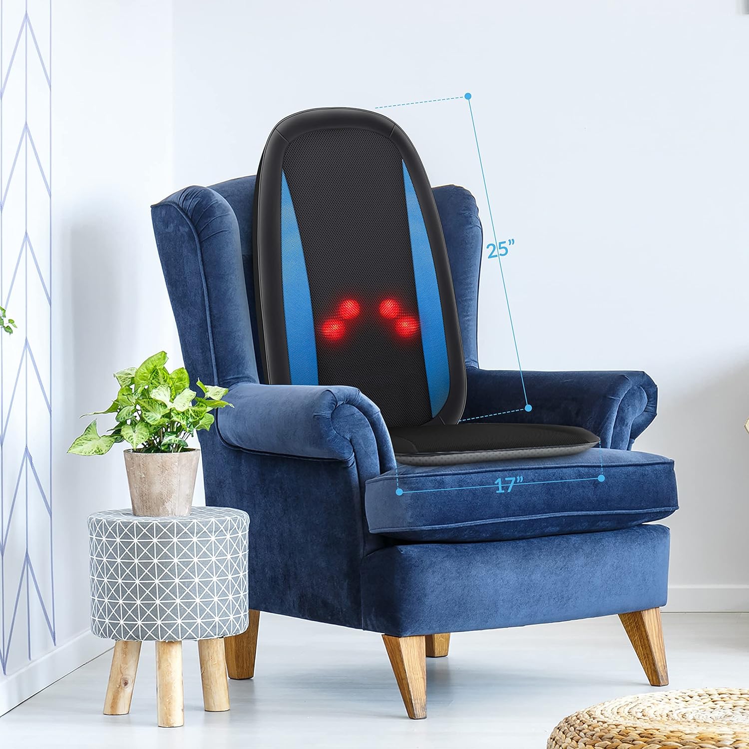 Appareil de massage shiatsu pour le dos Comfier avec coussin de siège chauffant en tissu profond, coussin de siège électrique, noir