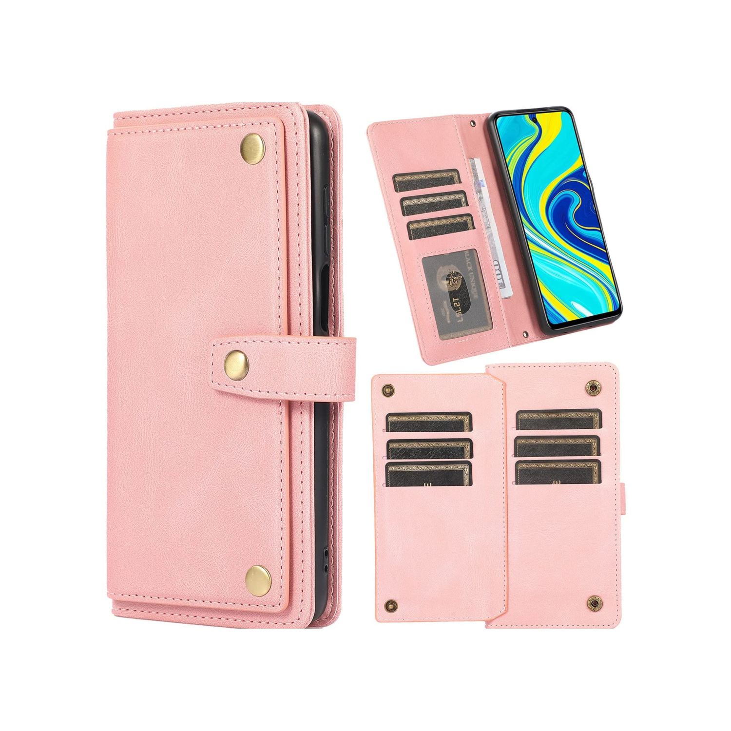 Étui portefeuille en cuir magnétique étui-portefeuille rabat en cuir antichoc avec 9 fentes pour cartes de crédit pour iPhone 14 PRO MAX