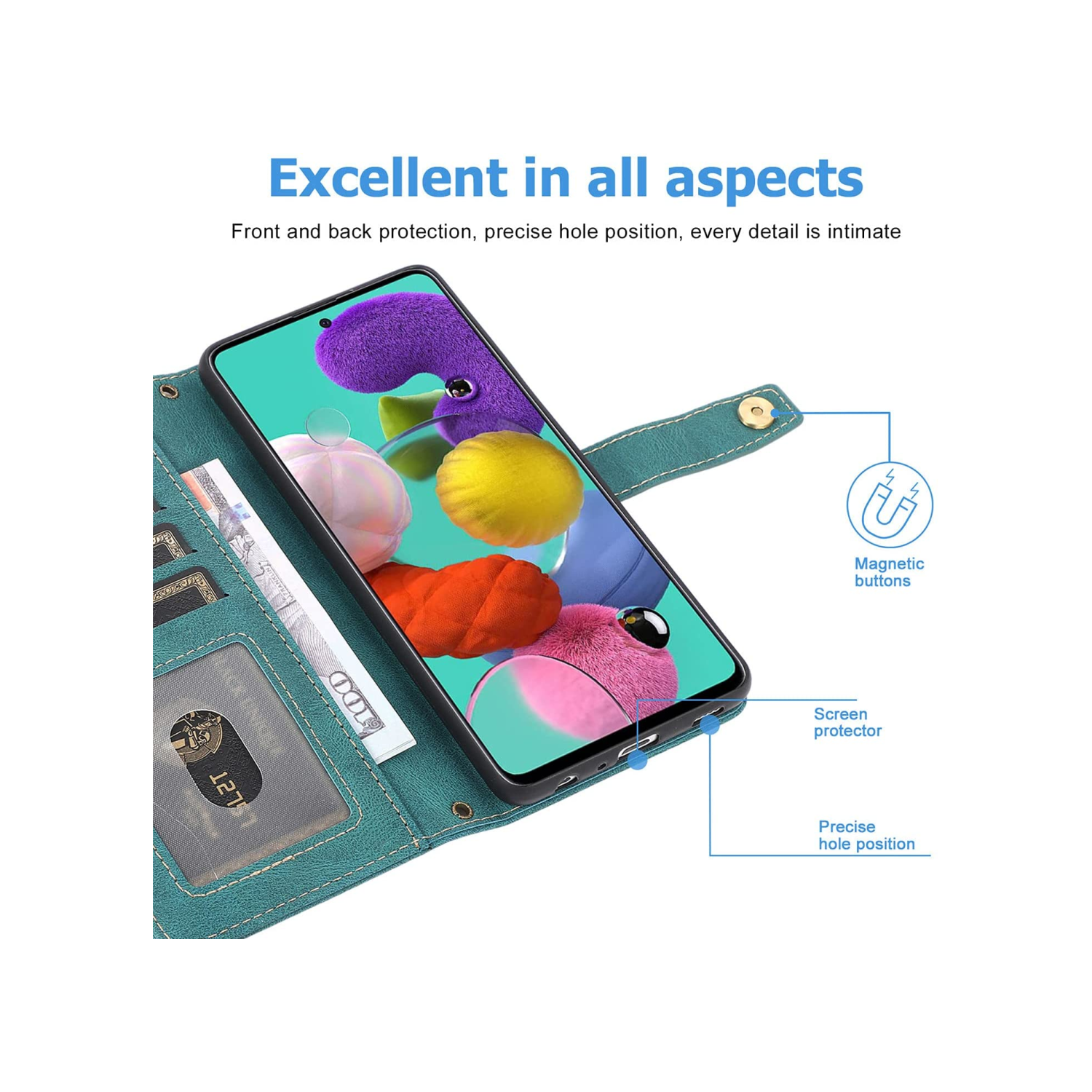 Étui portefeuille en cuir magnétique étui-portefeuille rabat en cuir antichoc avec 9 fentes pour cartes de crédit pour iPhone 14 PRO MAX