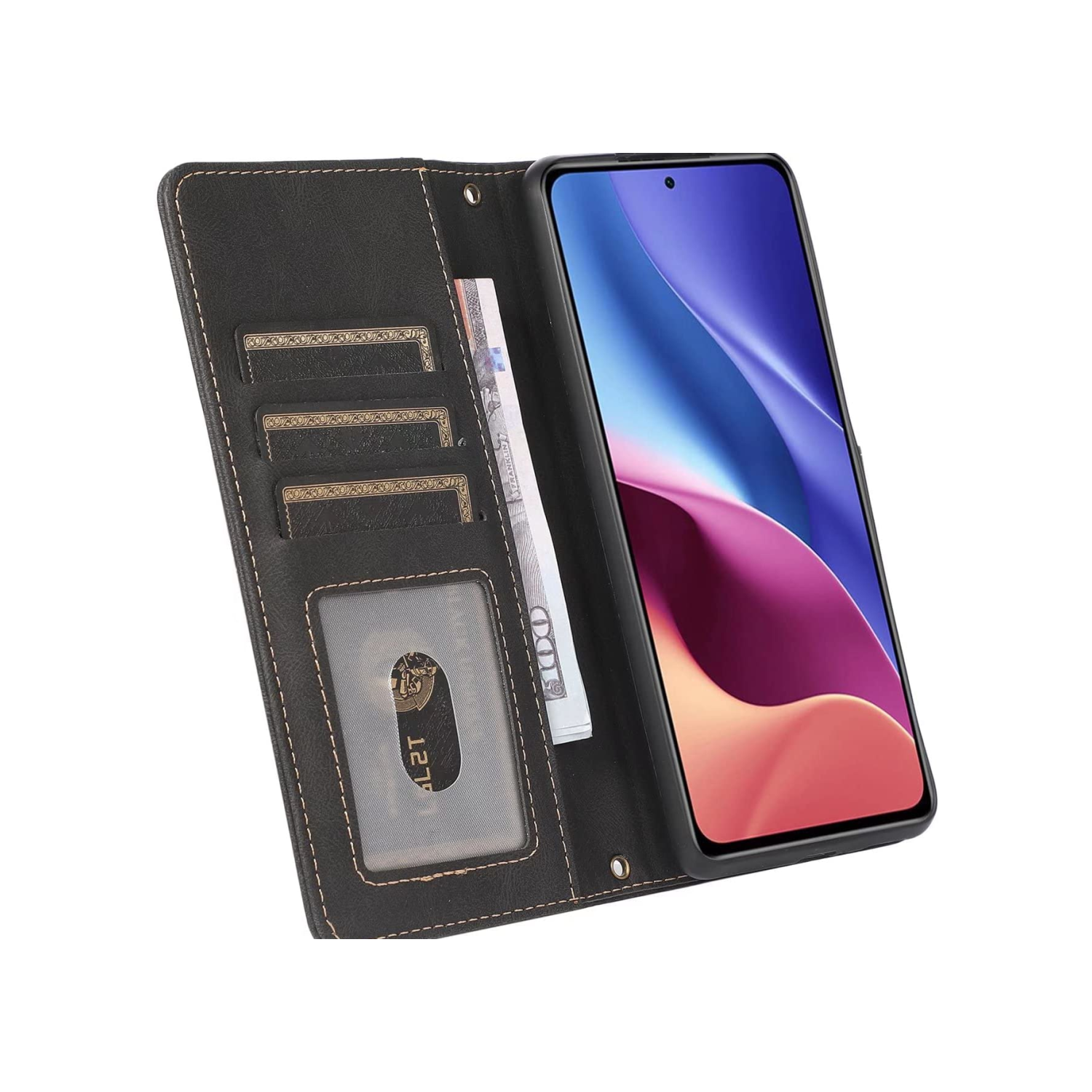 Étui portefeuille en cuir magnétique étui-portefeuille rabat en cuir antichoc avec 9 fentes pour cartes de crédit pour iPhone 14 PRO MAX