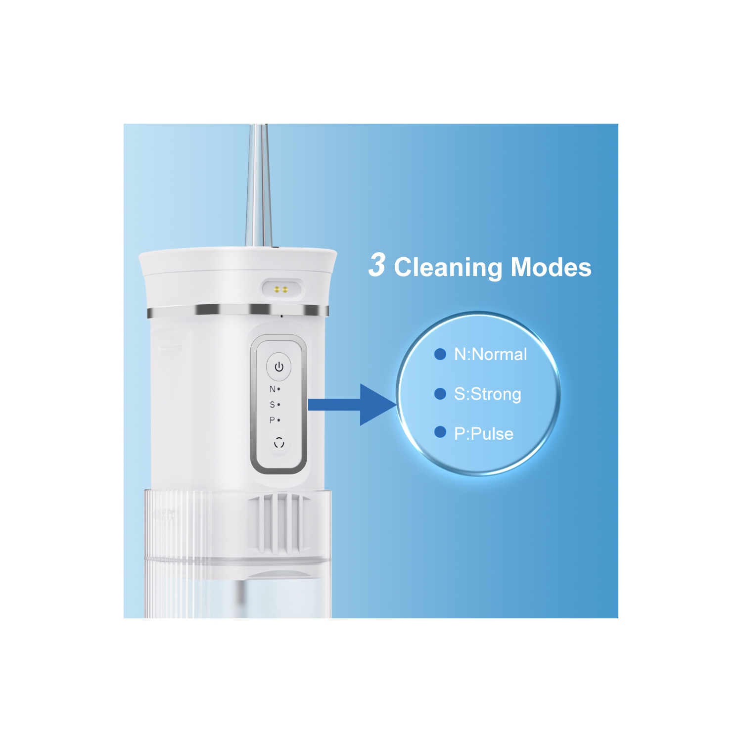 HYFAI QC-T01 Pick dentaire sans fil pour soie dentaire, irrigation orale professionnelle, réflexion miroir complète, 4 embouts, 3 modes IPX7 étanche