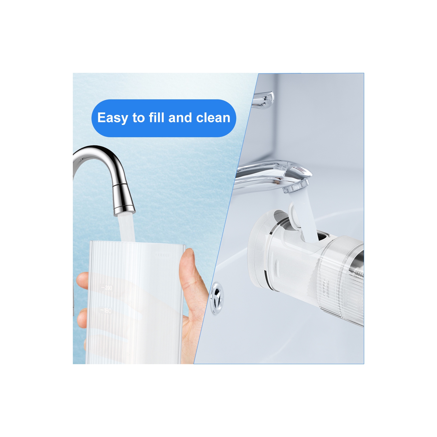 HYFAI QC-T01 Pick dentaire sans fil pour soie dentaire, irrigation orale professionnelle, réflexion miroir complète, 4 embouts, 3 modes IPX7 étanche