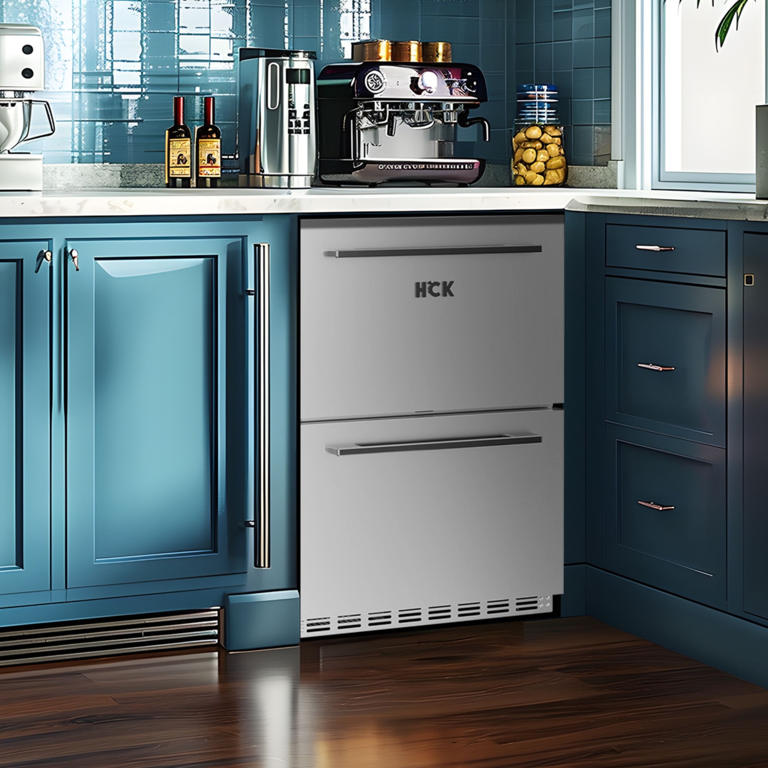 HCK 73 Cans 5.12 Cu. Ft. Dual Drawer Outdoor Stainless Steel Fridge Suitable For Residential And Commercial Use