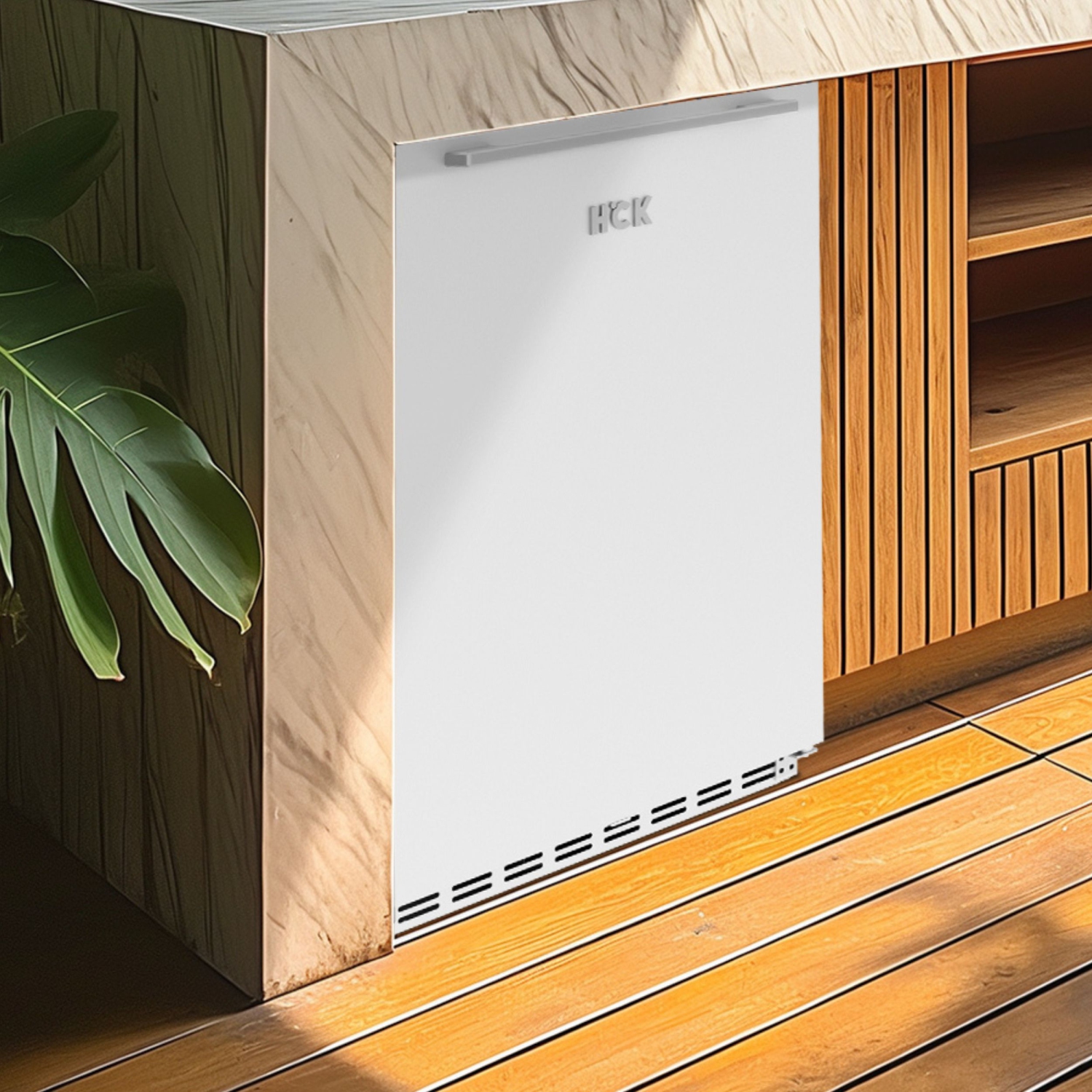 HCK 73 canettes 5,12 pi3 avec Réfrigérateur extérieur avec porte réversible en acier inoxydable et tablettes amovibles convenant à une utilisation