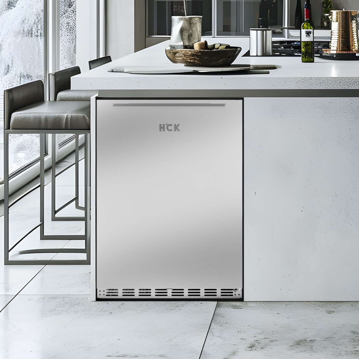 HCK 73 canettes 5,12 pi3 avec Réfrigérateur extérieur avec porte réversible en acier inoxydable et tablettes amovibles convenant à une utilisation