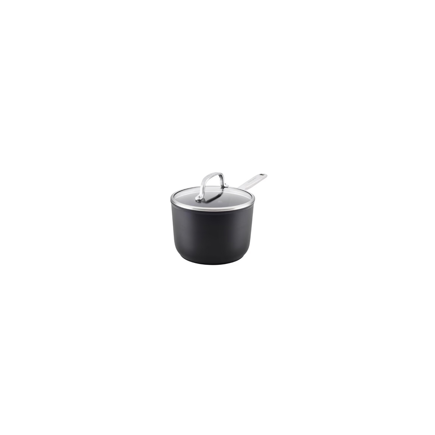 KitchenAid – casserole antiadhésive à induction à anodisation dure avec couvercle, 2 pintes, noir mat