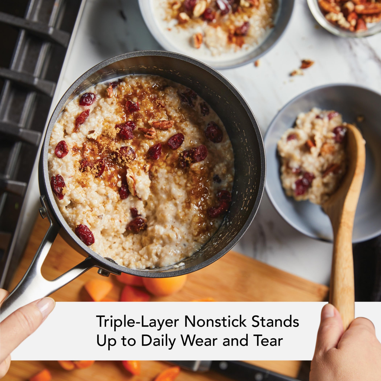 KitchenAid – casserole antiadhésive à induction à anodisation dure avec couvercle, 2 pintes, noir mat