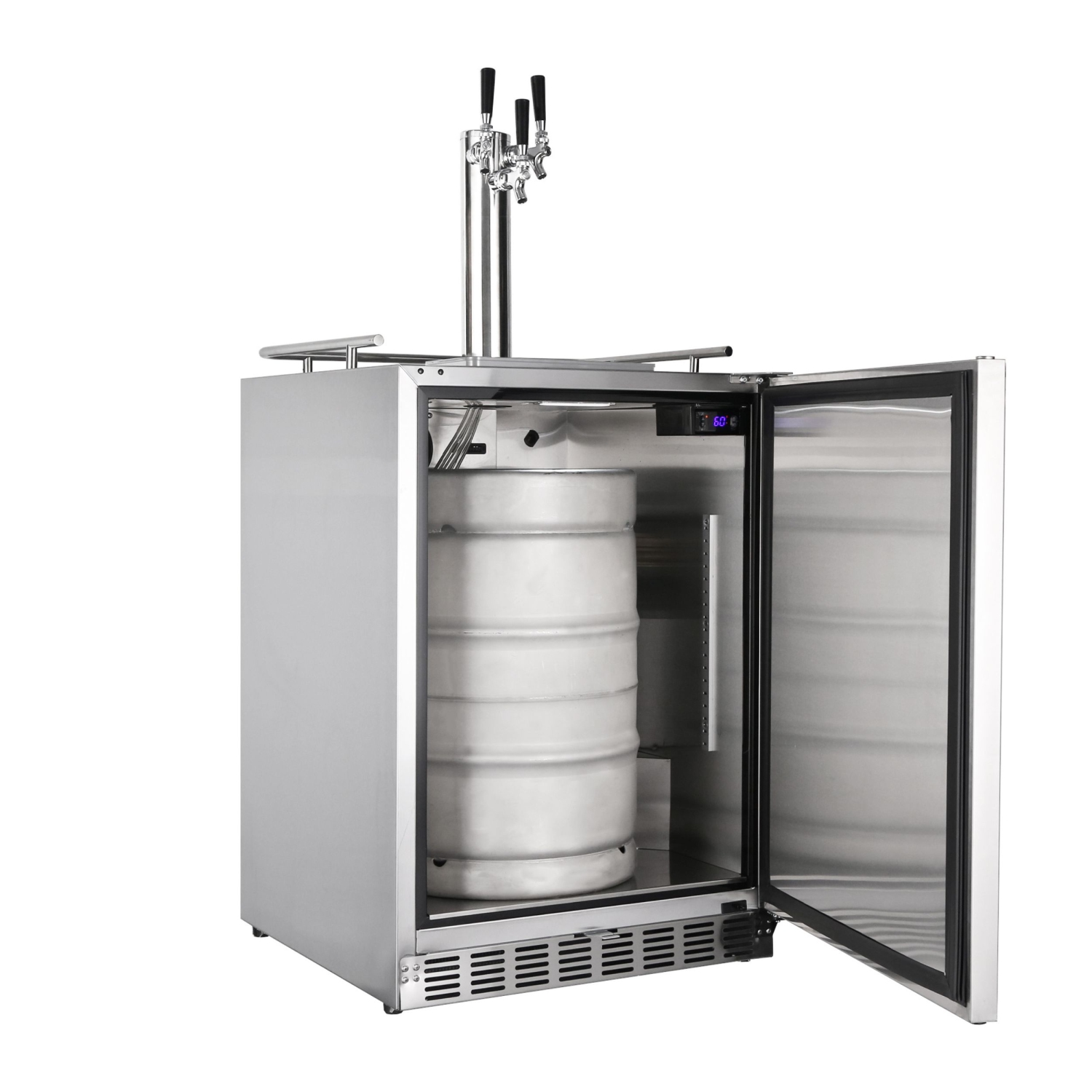 HCK 73 Cans 5.12 Cu. Ft. Outdoor Stainless Steel Fridge Built-In Beverage Refrigerator with Removable Shelves and Full Size Kegerator