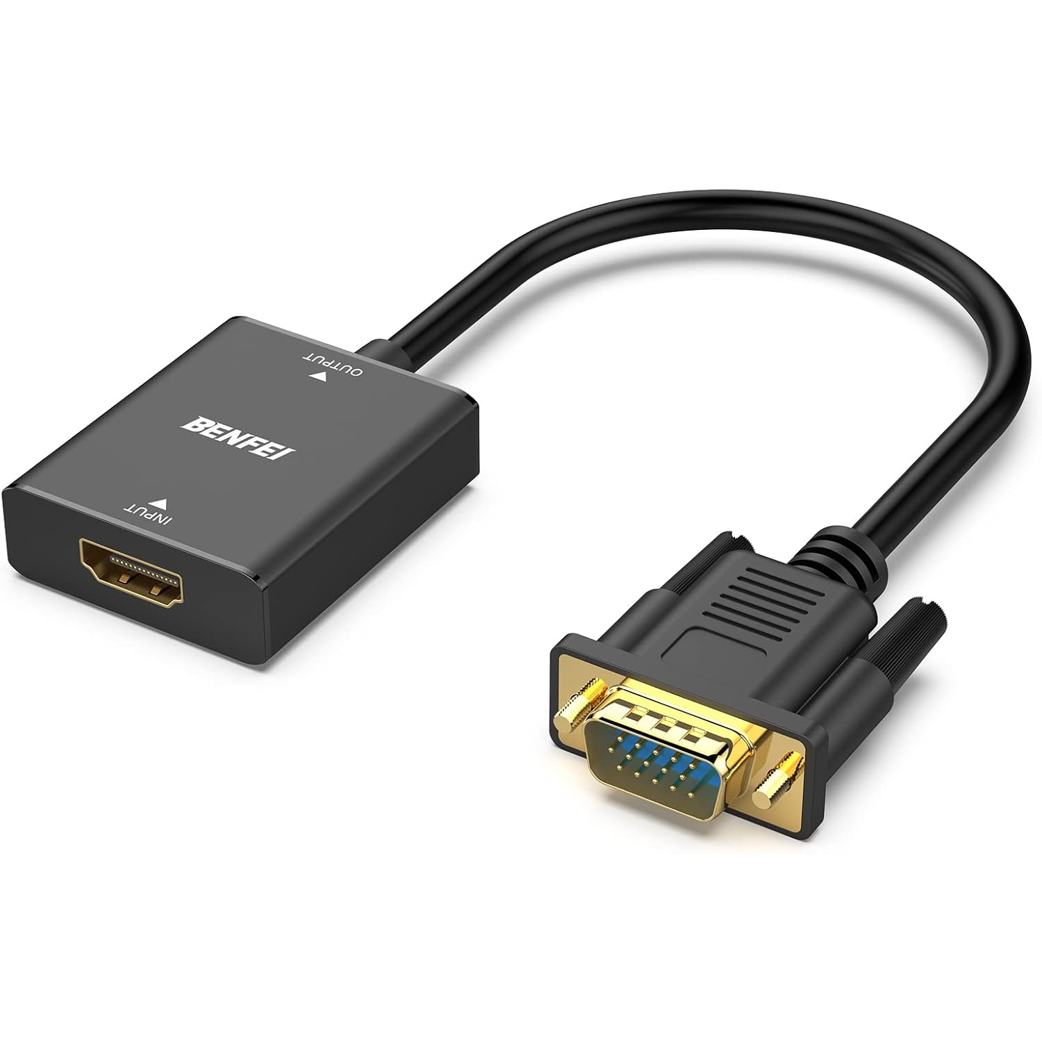 Adaptateur HDMI vers VGA de BENFEI, HDMI unidirectionnel vers VGA (écran) (femelle vers mâle) avec prise audio 3,5&nbsp;mm