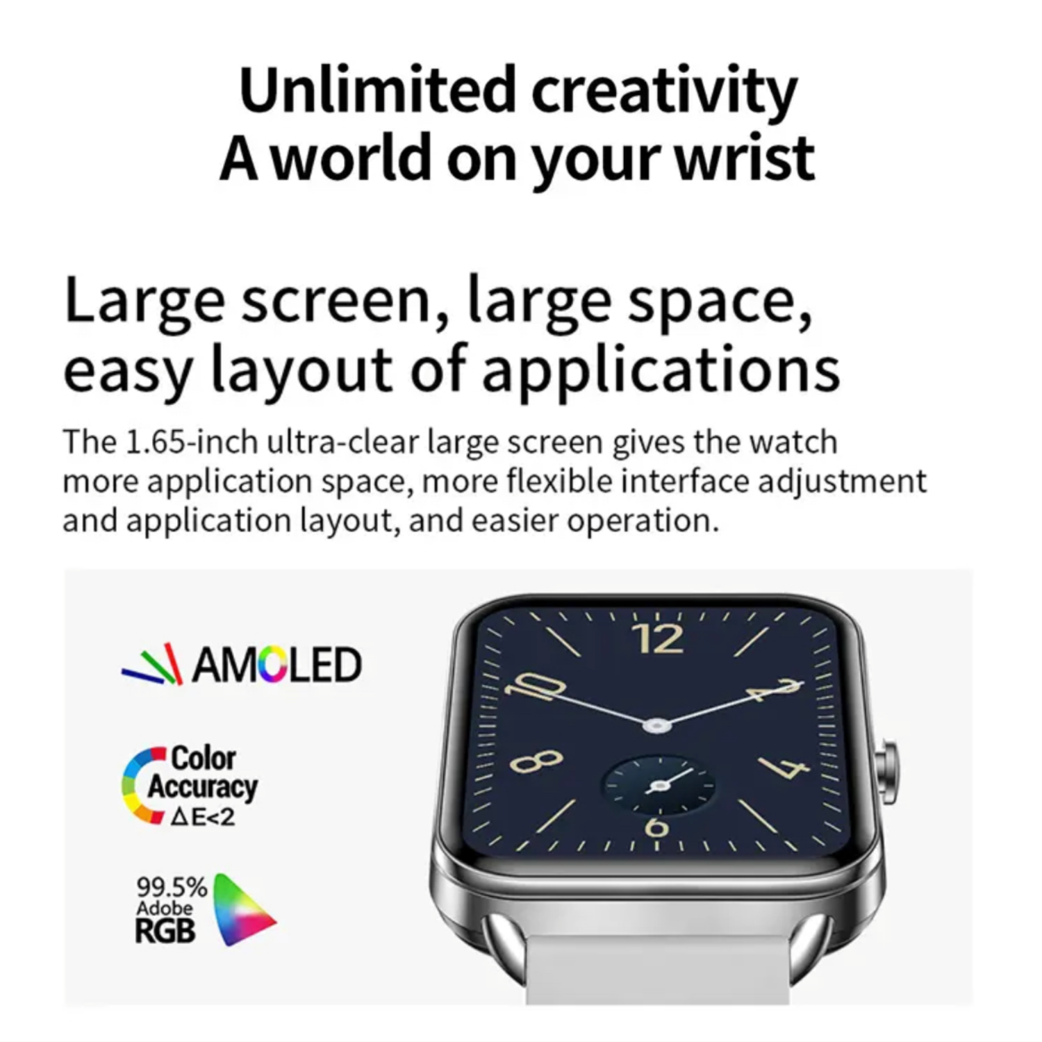 Montre intelligente classique pour hommes Femmes AMOLED écran tactile 1,65&nbsp;po BT Appels Montre intelligente Mise en forme Moniteur d'activité