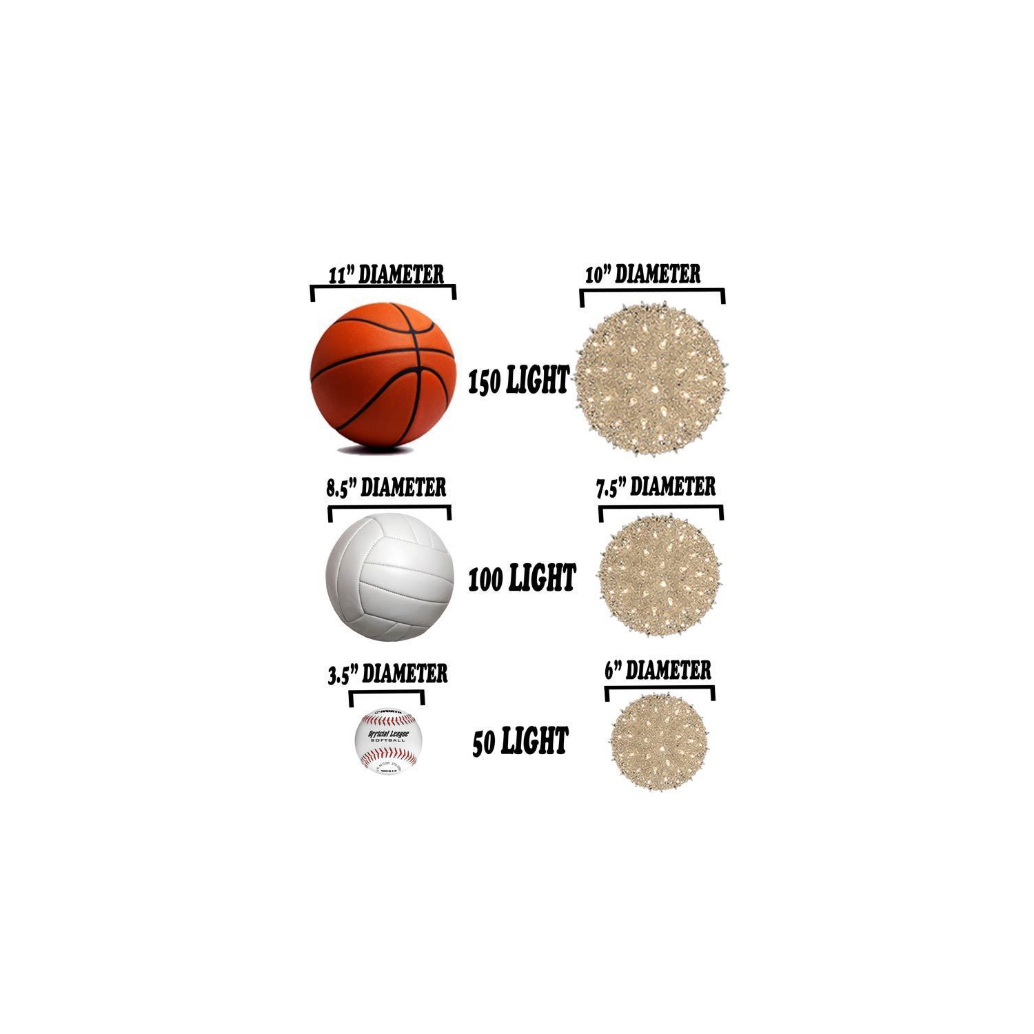 Novelty Lights LED Starlight Sphere, Ornament Ball Light, 5ft Hanging Cord with S Hook, 12ft Power Cord with Stackable Plug, Commercial Grade