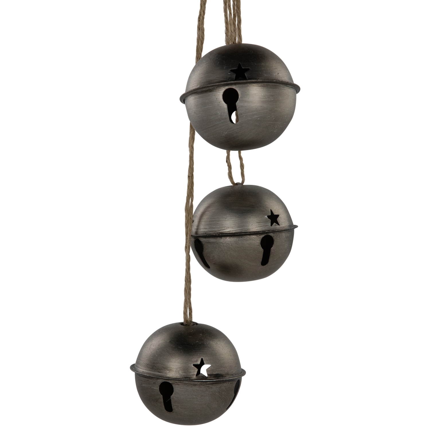 Jingle Bells with Plaid Bow Christmas Decoration - 20" - Silver