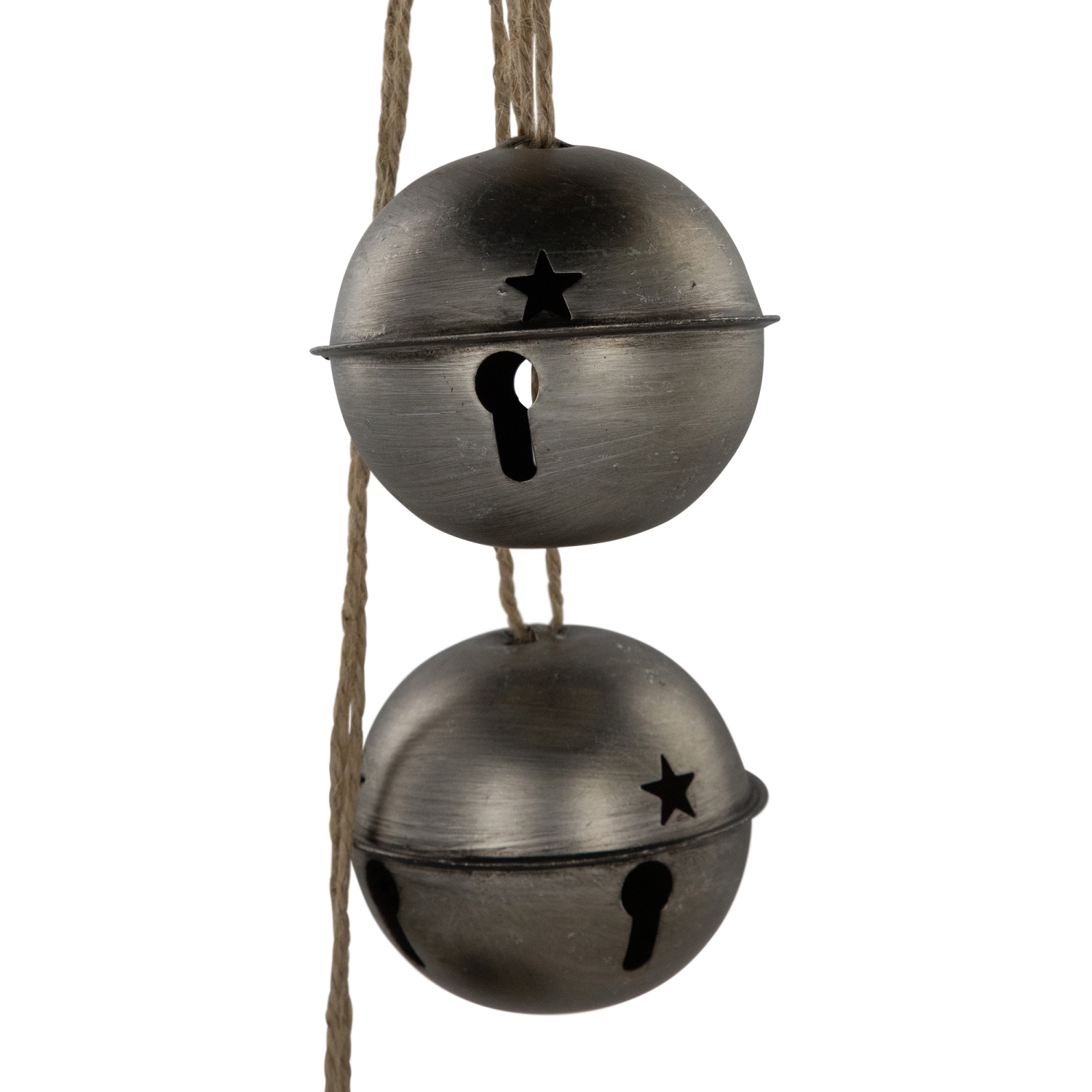 Jingle Bells with Plaid Bow Christmas Decoration - 20" - Silver