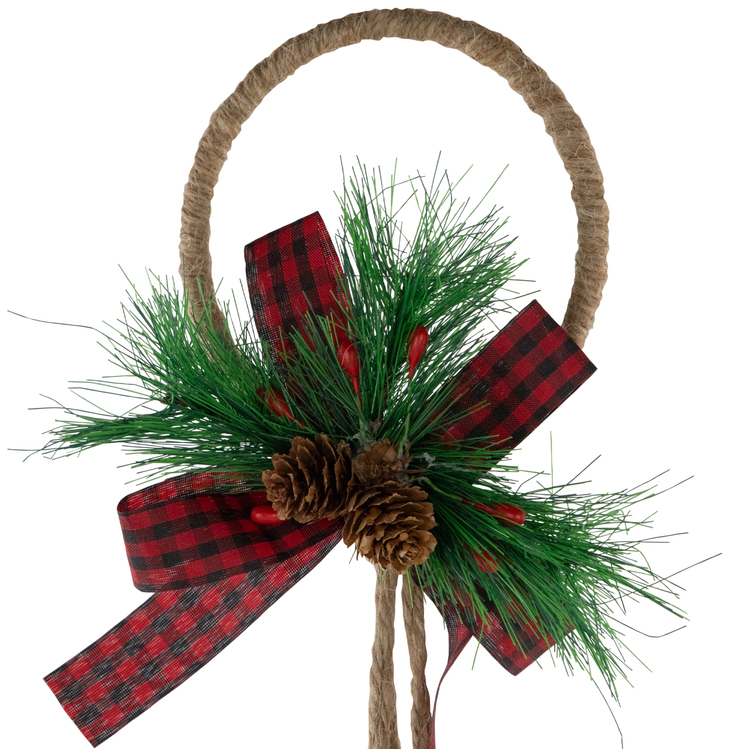 Jingle Bells with Plaid Bow Hanging Christmas Decoration - 20" - Gold