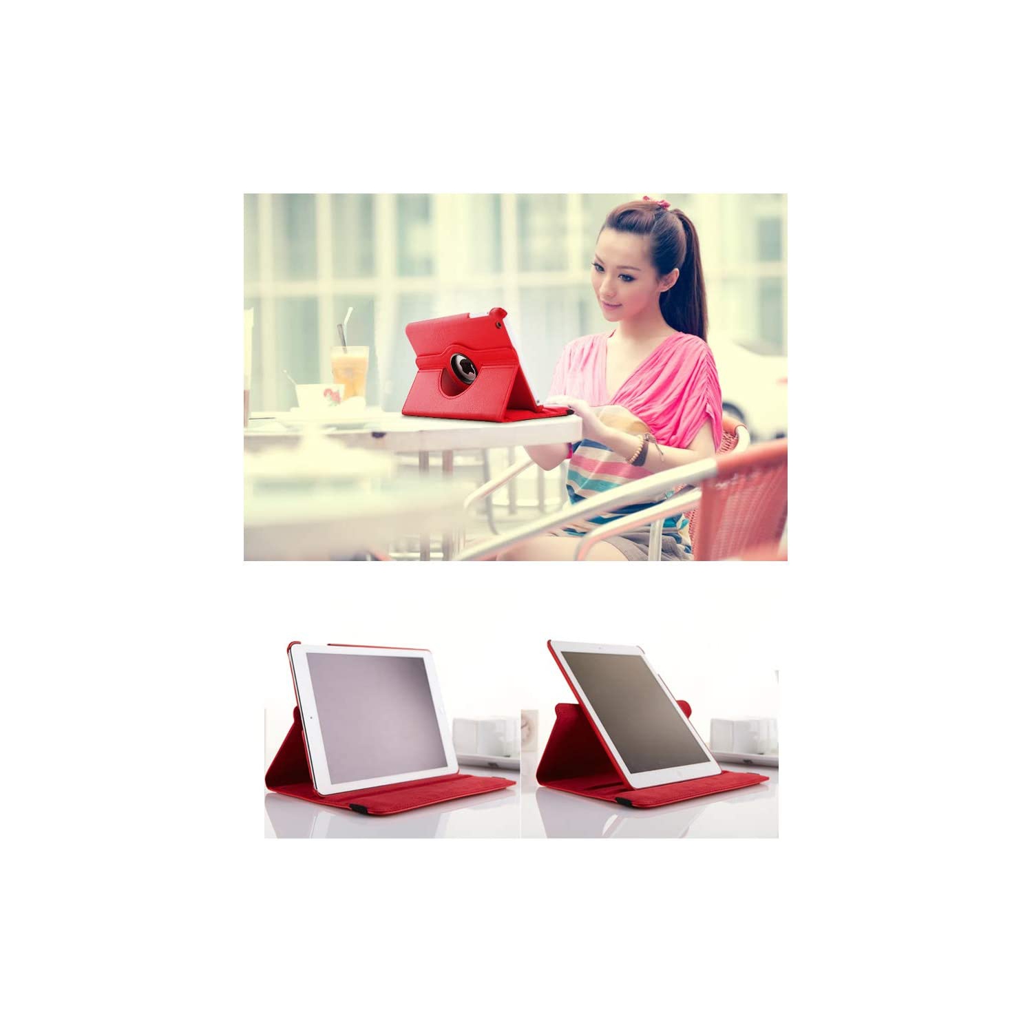 360° Swivel Rotating Case for Apple iPad Pro 13 inch 2024 Multi-Angle Viewing Stand, PU Leather Cover, Auto Wake Up with Protective Elastic Strap -