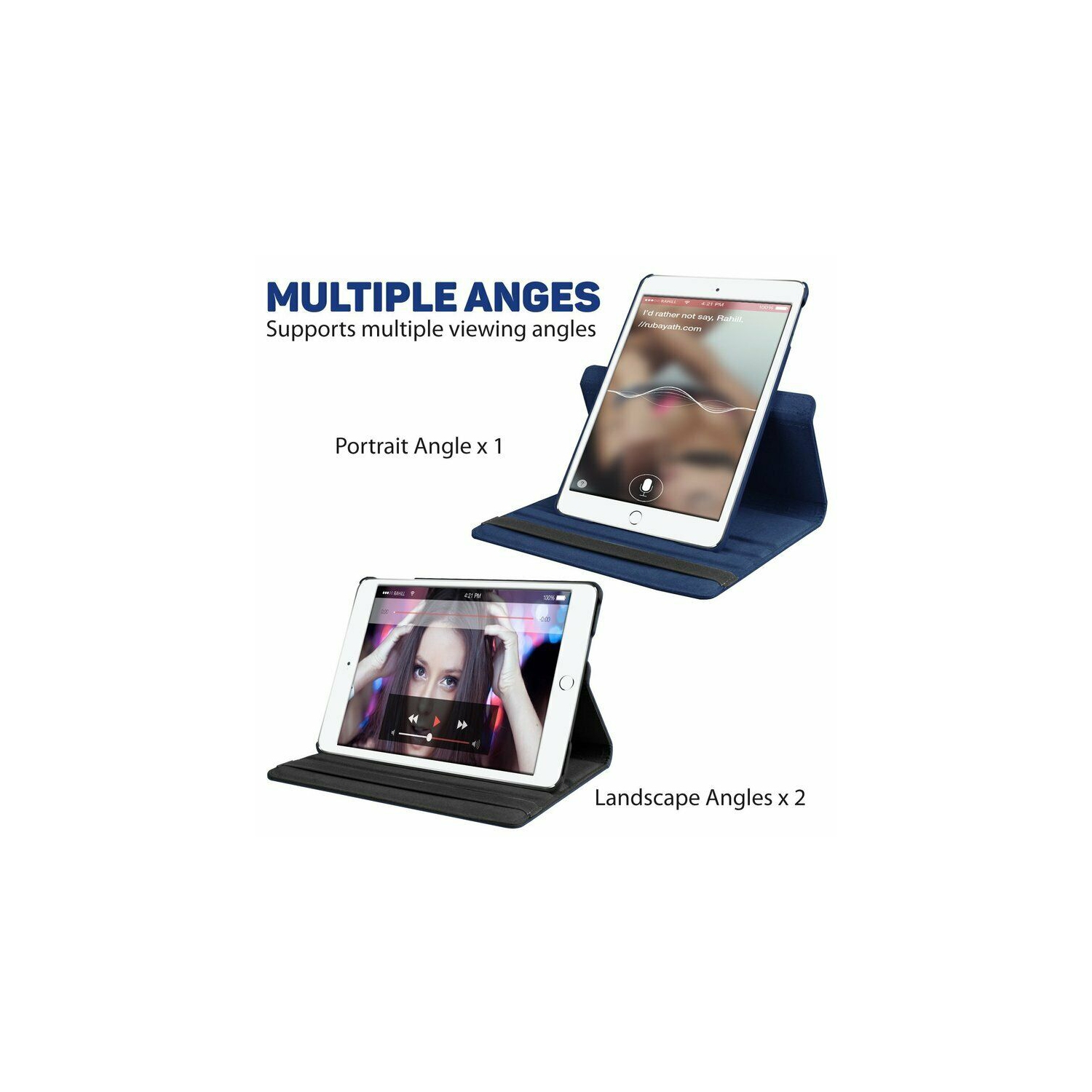 360° Swivel Rotating Case for Apple iPad Pro 13 inch 2024 Multi-Angle Viewing Stand, PU Leather Cover, Auto Wake Up with Protective Elastic Strap -