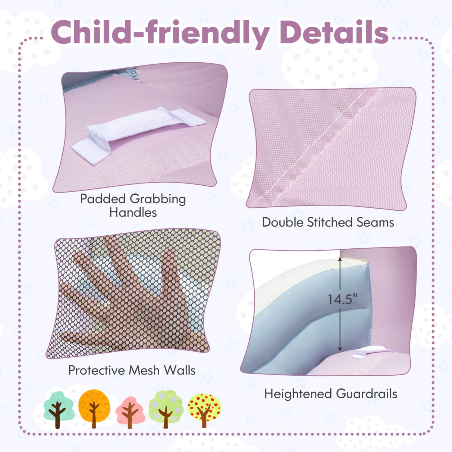 Costway Macron Pastel Bounce House with Slide Basketball Hoop Boxing 480W Blower Included