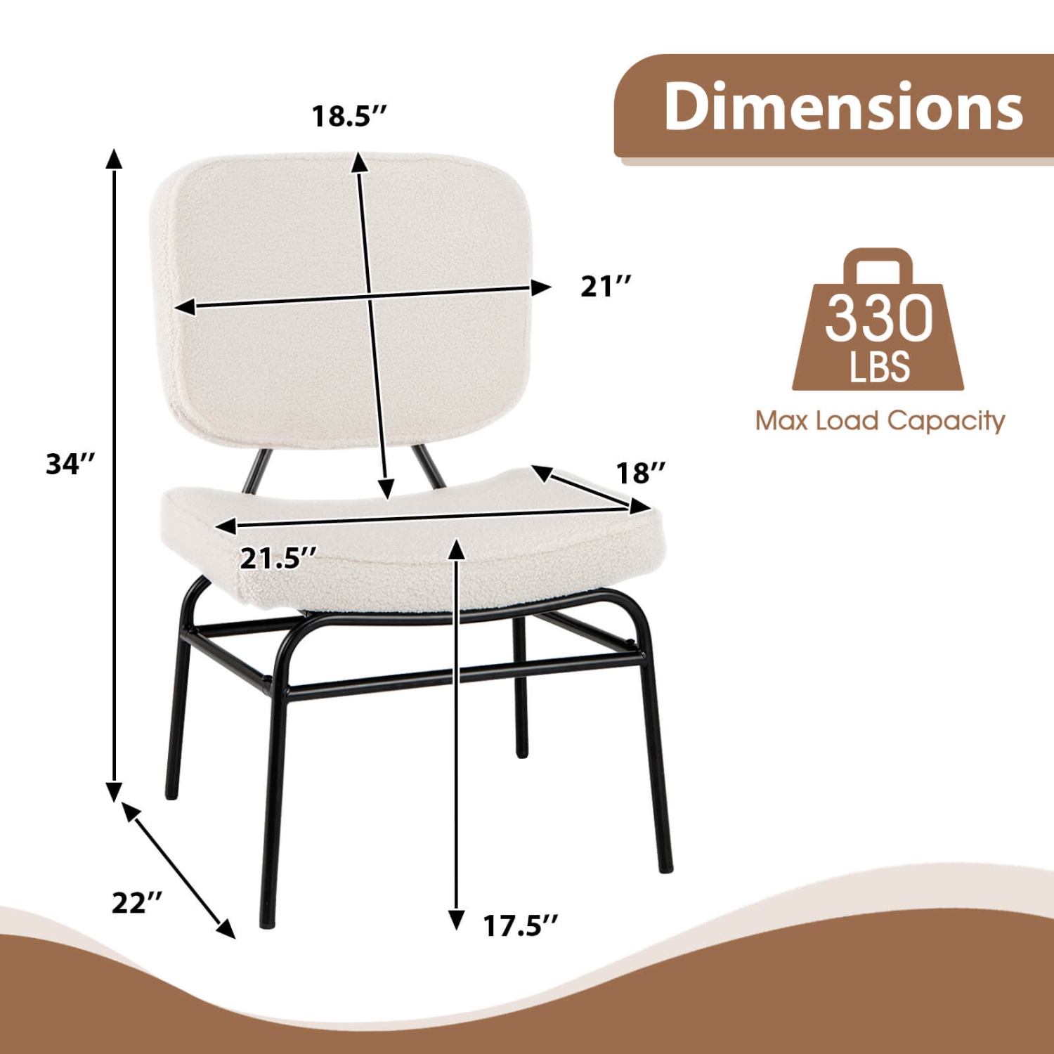 Costway 2 PCS Upholstered Accent Chair with Sponge Padding Adjustable Foot Pads & Metal Frame