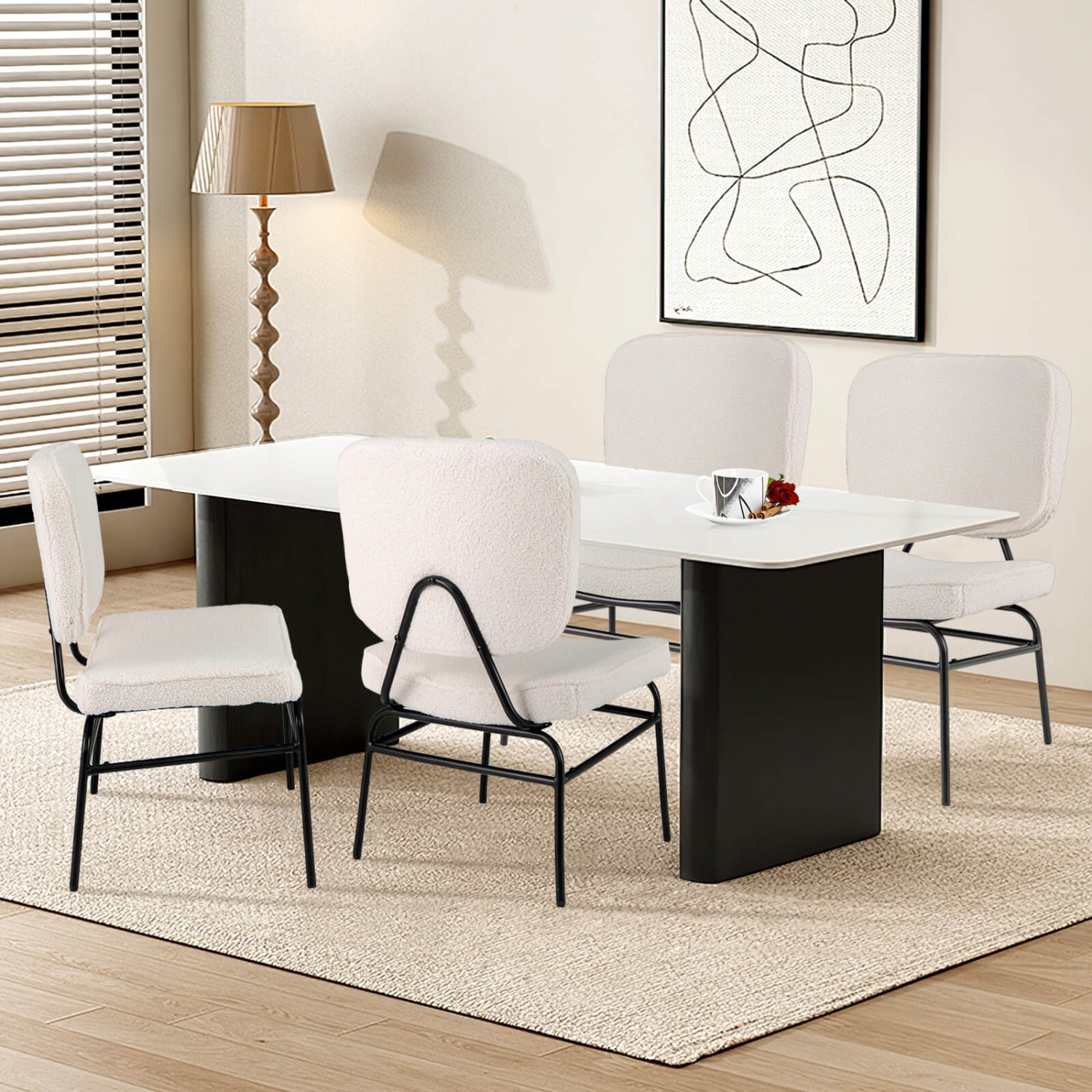 Costway 2 PCS Upholstered Accent Chair with Sponge Padding Adjustable Foot Pads & Metal Frame