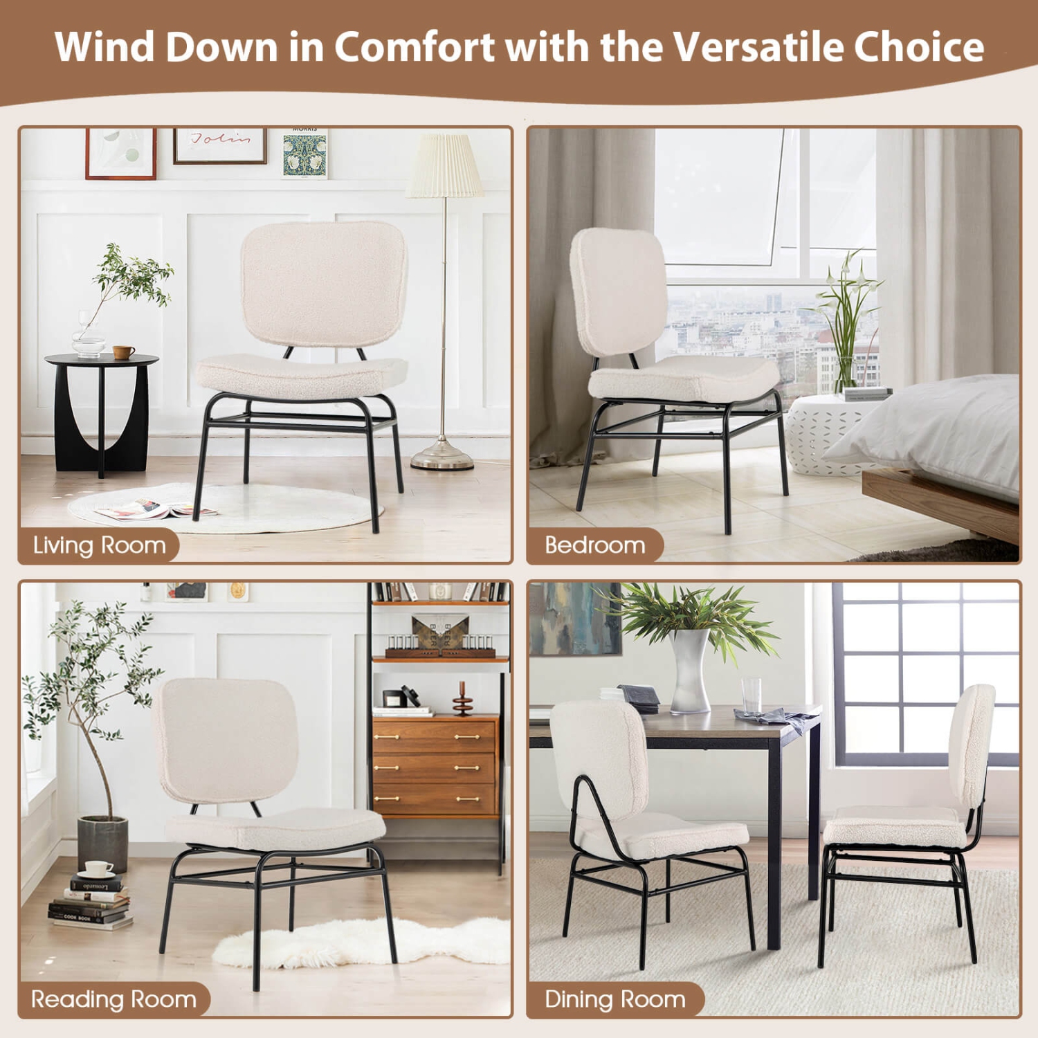 Costway 2 PCS Upholstered Accent Chair with Sponge Padding Adjustable Foot Pads & Metal Frame