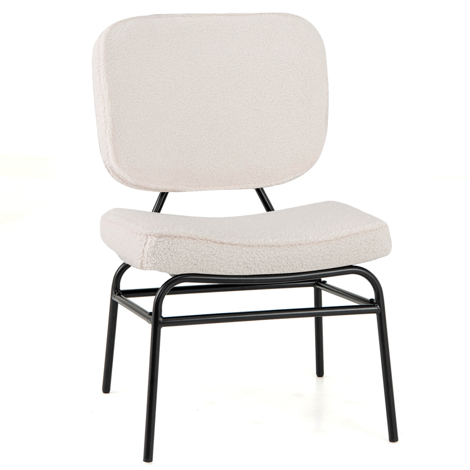 Costway 1 PCS Upholstered Accent Chair with Sponge Padding Adjustable Foot Pads & Metal Frame