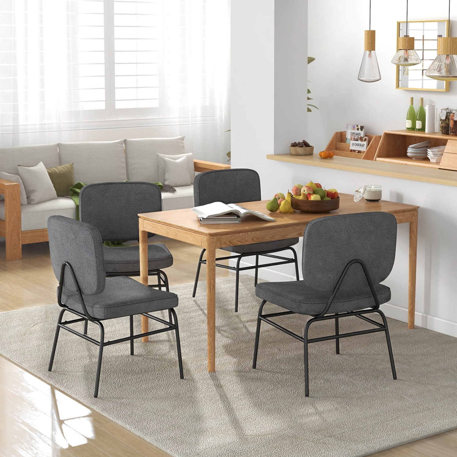 Fauteuil d'appoint recouvert avec rembourrage en éponge 2 pièces de Costway et cadre en métal