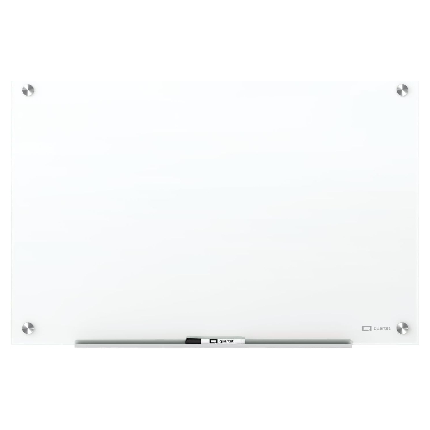 Quartet – tableau à effacement sec en verre Brilliance, 4 x 4 po, comprend plateau d’accessoires, matériel de montage, 2 aimants et 1 marqueur, blanc
