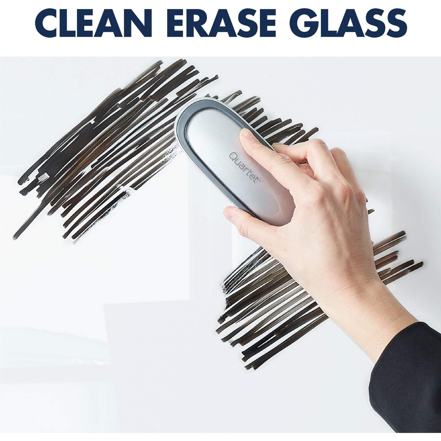 Quartet – tableau à effacement sec en verre Brilliance, 4 x 4 po, comprend plateau d’accessoires, matériel de montage, 2 aimants et 1 marqueur, blanc