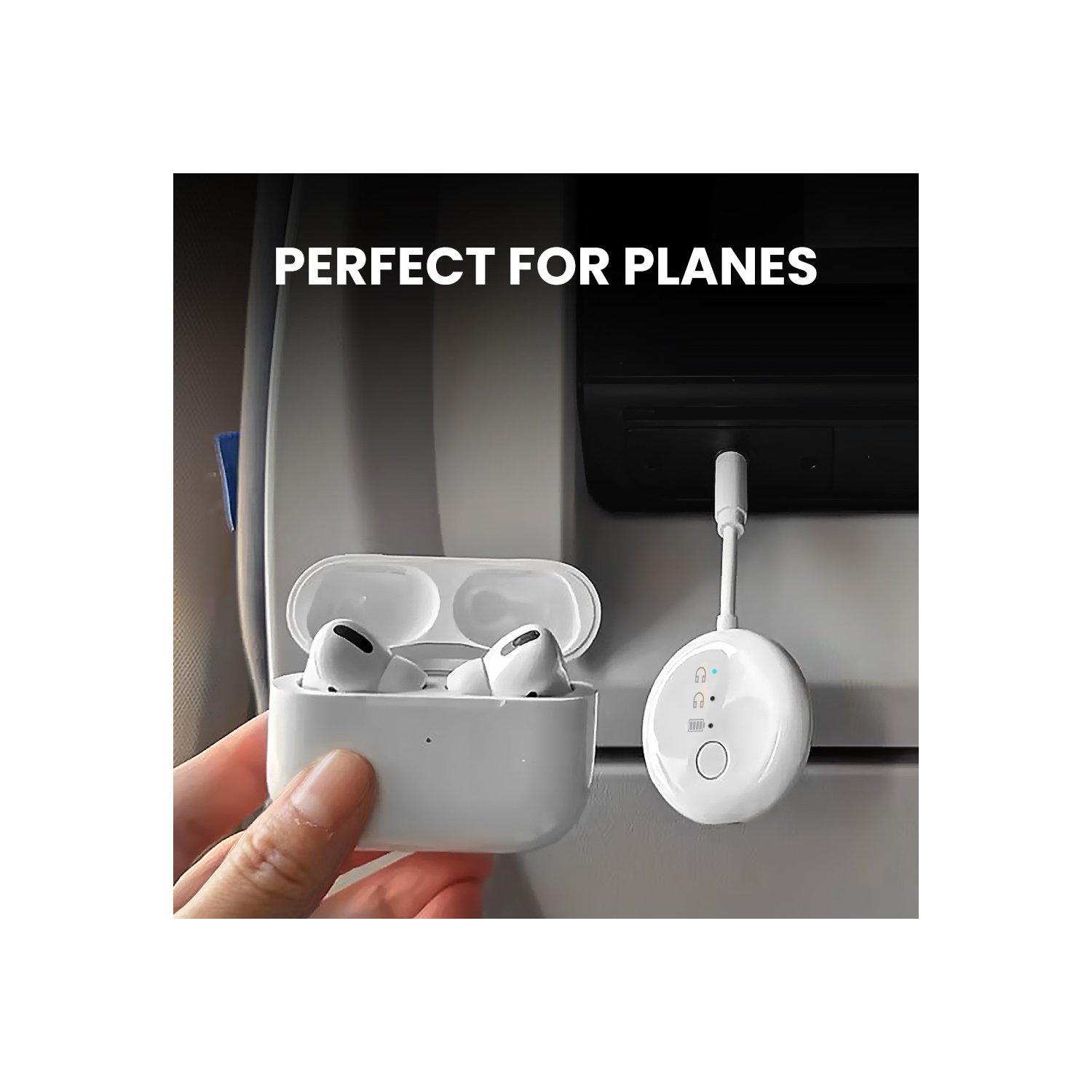Adaptateur Bluetooth 5,3 pour avion SoundJet R1 d'Avantree pour jusqu'à 2 AirPods ou écouteurs avec faible latence et temps de lecture de 20 heures,