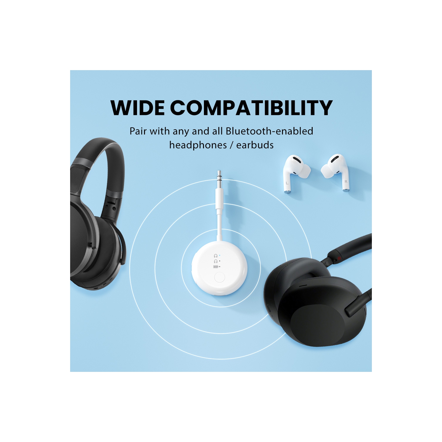 Adaptateur Bluetooth 5,3 pour avion SoundJet R1 d'Avantree pour jusqu'à 2 AirPods ou écouteurs avec faible latence et temps de lecture de 20 heures,