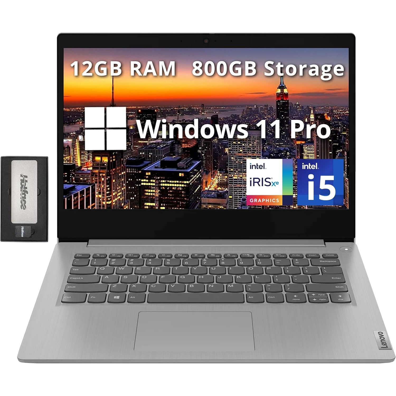 Lenovo IdeaPad 3 14" Full HD Business Laptop, Intel i5-1135G7, 800GB Storage (512GB SSD+288GB Docking Station Set), 12GB RAM, Intel Iris Xe Graphics, Windows 11 Pro, Platinum Grey