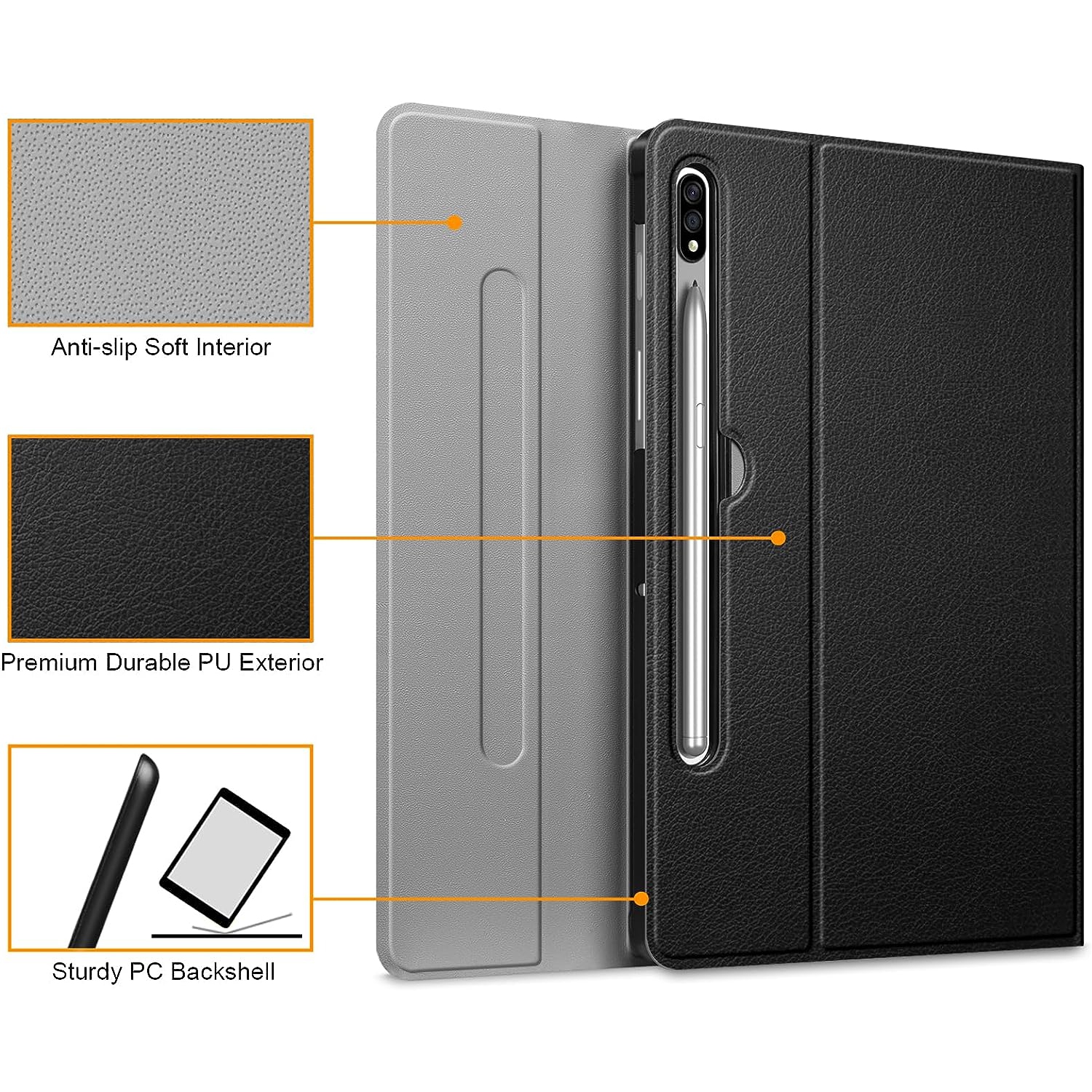 Keyboard Case for Samsung Galaxy Tab S9 Ultra 14.6 Inch 2023 with S Pen Holder, Backlight Detachable Wireless Keyboard & PU Folio Stand Cover Case