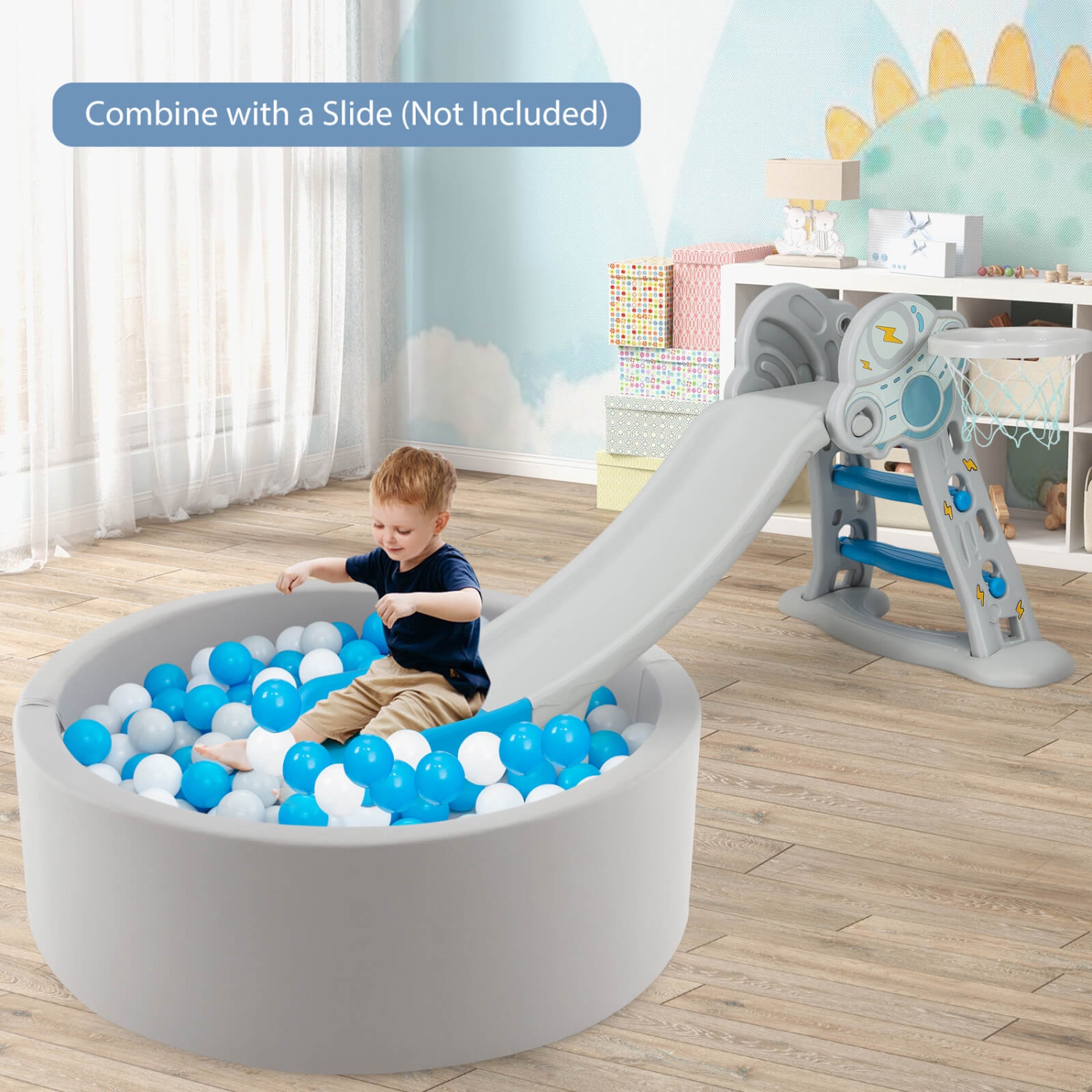 Piscine à balles souples rondes de 35,5 x 12 po de Costway pour tout-petits et bébé avec 200 boules d'océan