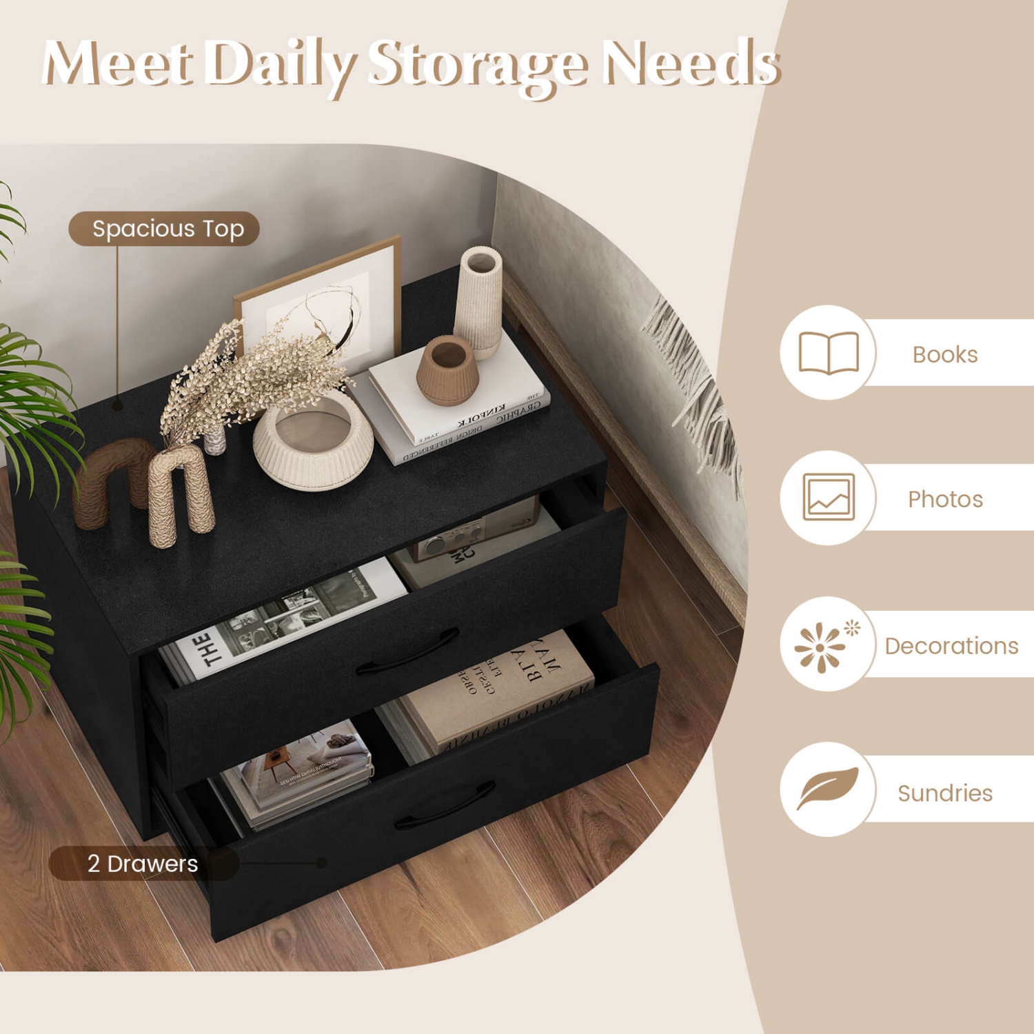 Costway 2-Drawer Dresser Stackable Horizontal Storage Organizer w/Handles