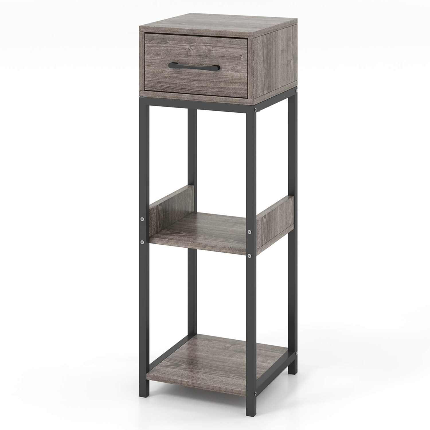 Costway 1 Pack 3 Tier Indoor Tall Plant Stand with Drawer Anti-tipping Devices Display Shelf