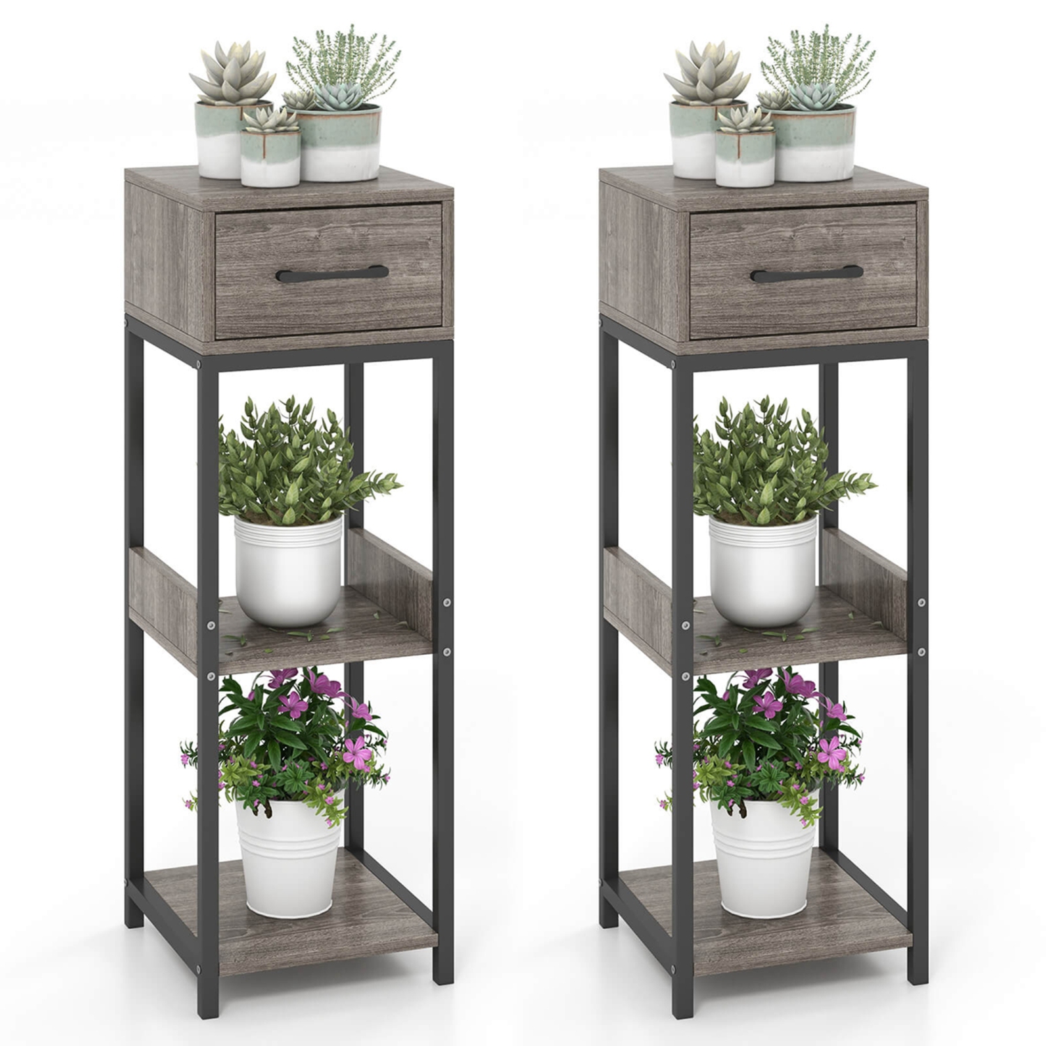 Étagère à Plantes Avec Lampes LED – Support Métal 5 Niveaux, 110 Cm De Haut, Pour Intérieur