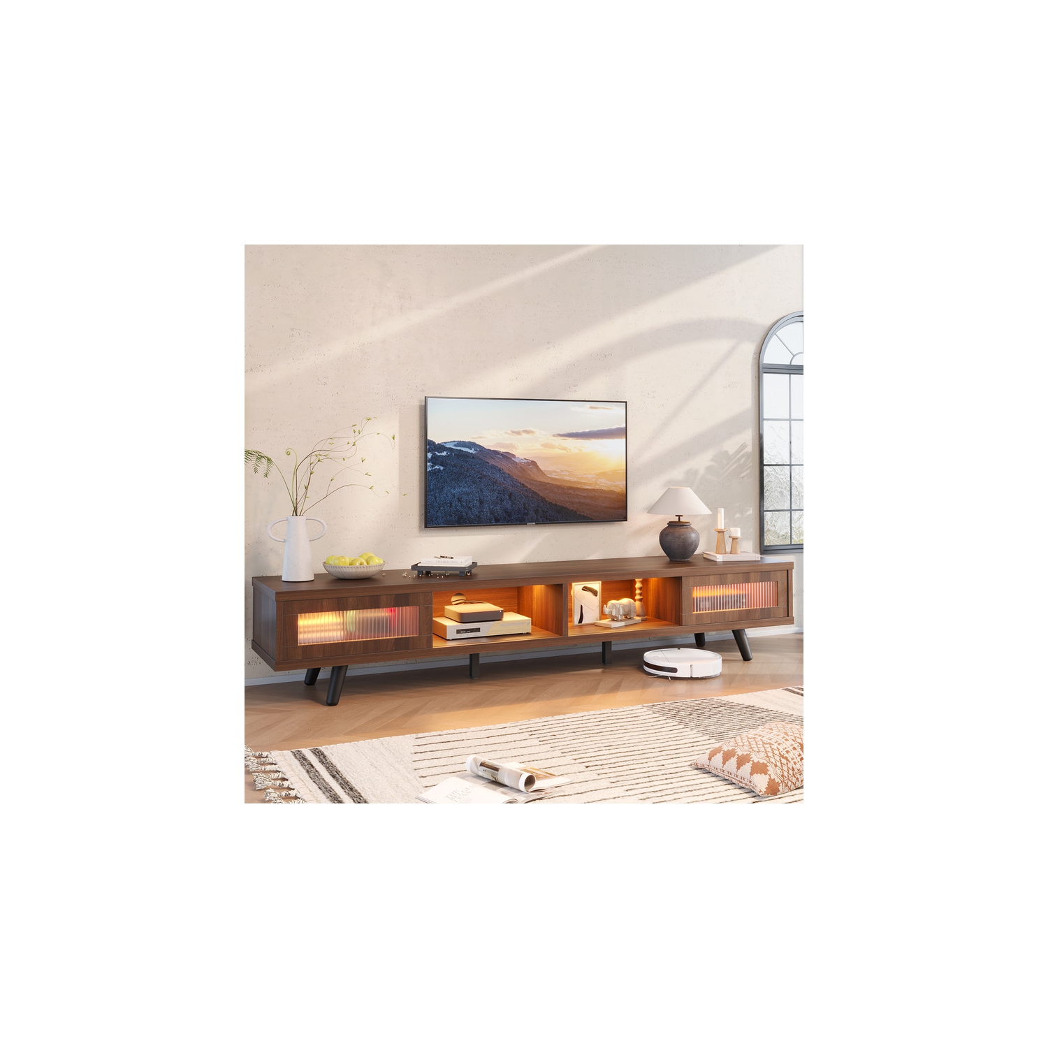 Bestier 70" Modern TV Stand, LED Media Console With Cable Management