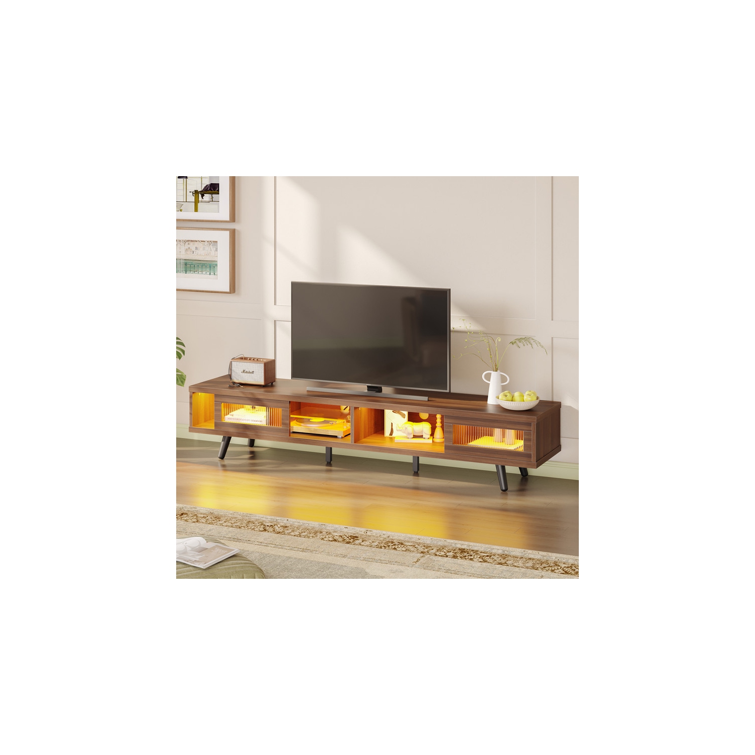Bestier 70" Modern TV Stand, LED Media Console With Cable Management