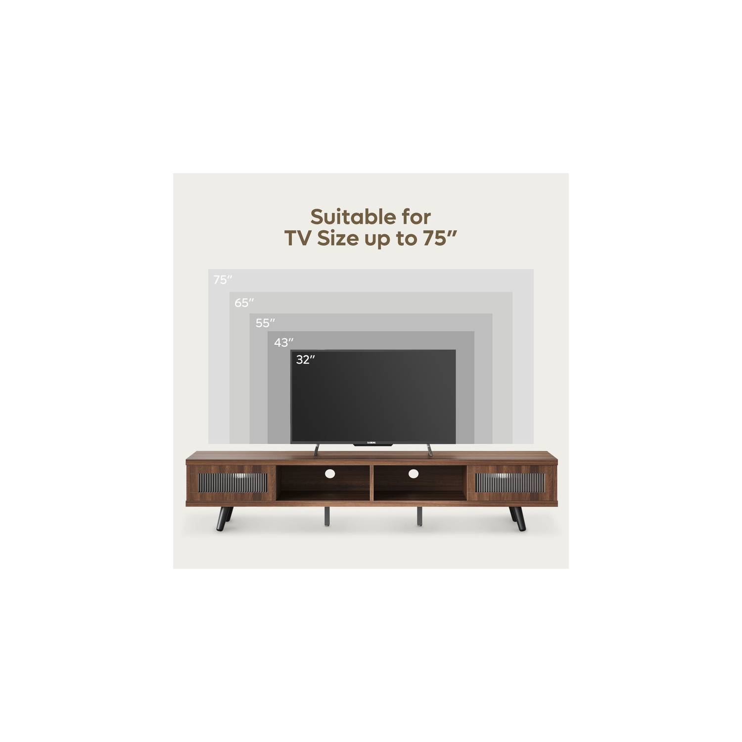 Bestier 70" Modern TV Stand, LED Media Console With Cable Management