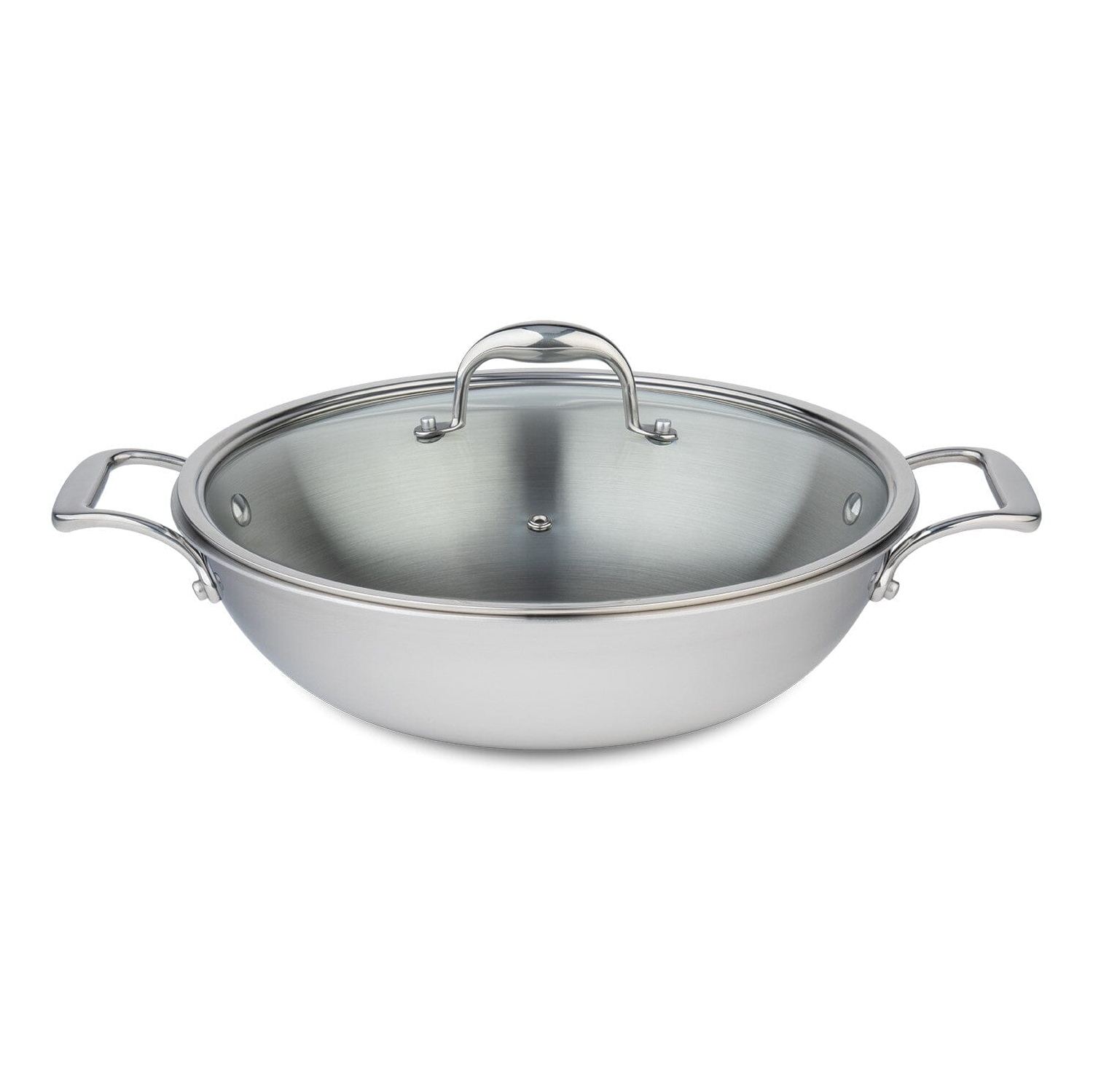 Wok 32&nbsp;cm en acier inoxydable 3 épaisseurs Clad avec couvercle en acier inoxydable SuperSteel de Meyer, fabriqué au Canada