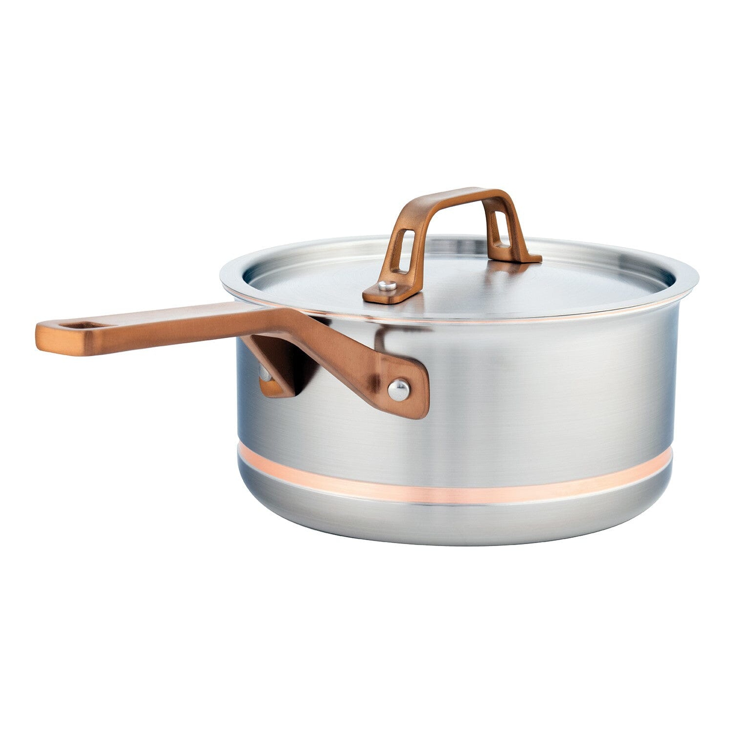 Casserole en acier inoxydable avec couvercle à centre en cuivre 5 épaisseurs CopperClad de 3,1&nbsp;L, fabriquée au Canada