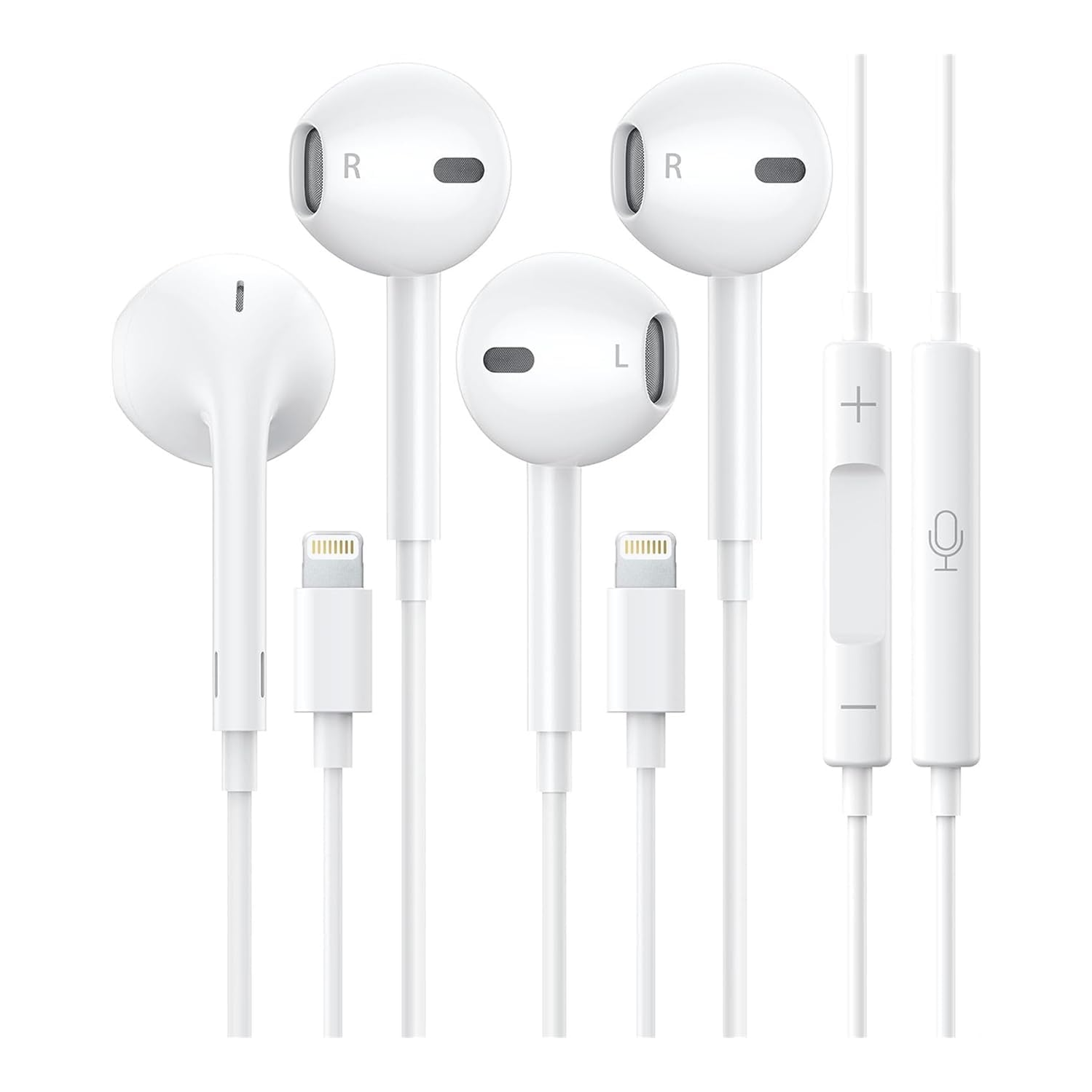 2 Pack-Apple Earbuds/iPhone Headphones/Lightning [Apple MFi Certified] Wired Earphones Built-in Microphone & Volume Control Compatible with iPhone 14/13/12/11/8/Pro Max/X/7