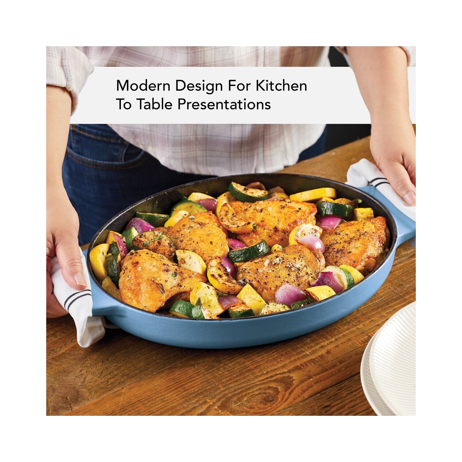 KitchenAid 2.5-Quart Enameled Cast Iron Au Gratin Roasting Pan - Blue Velvet