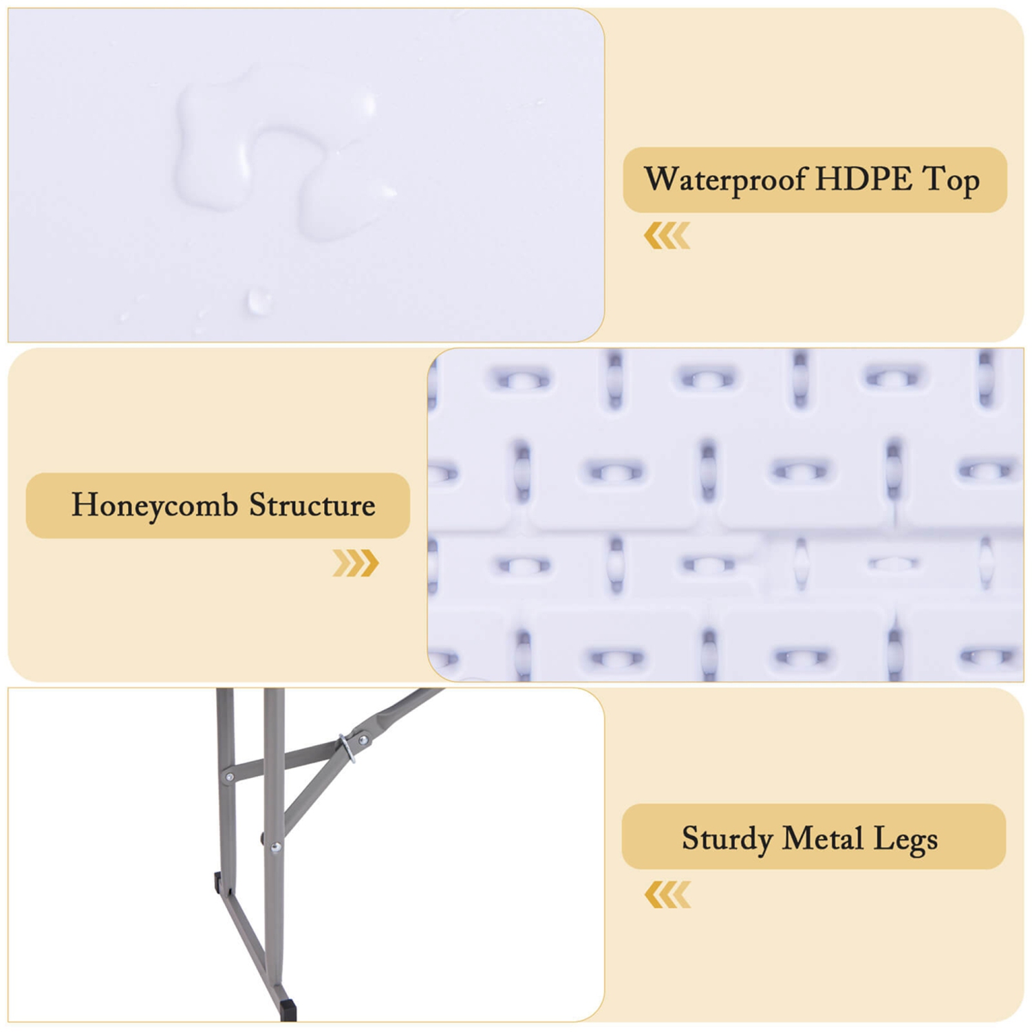 Costway 2 PCS Portable Folding Bench with Convenient Handle Non-slip Foot Pads Sturdy Metal Legs