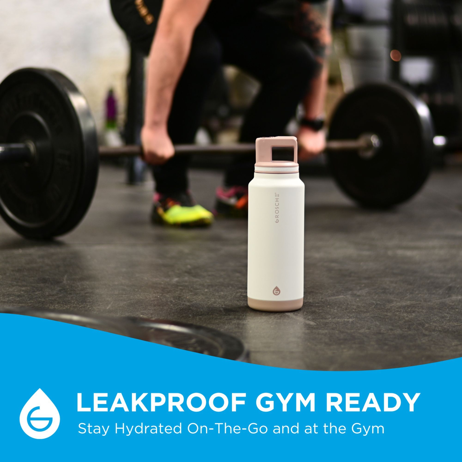 GROSCHE ALPINE Flip 'N Sip Insulated Water Bottle, Leakproof Water Bottle with Straw| 40oz. - Cream White