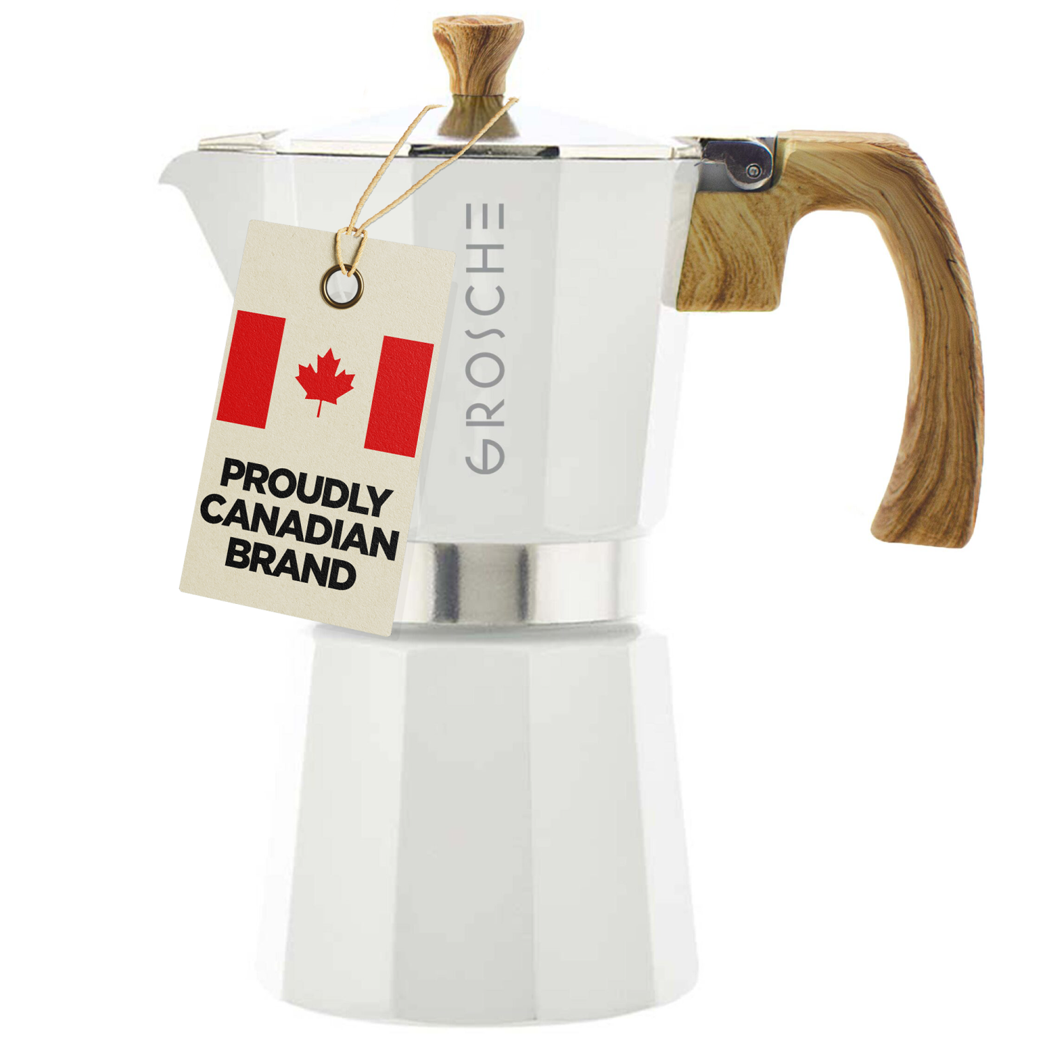 GROSCHE MILANO Stovetop Espresso Maker 6 Espresso Cups Moka Pot | Home Espresso Coffee Maker - White