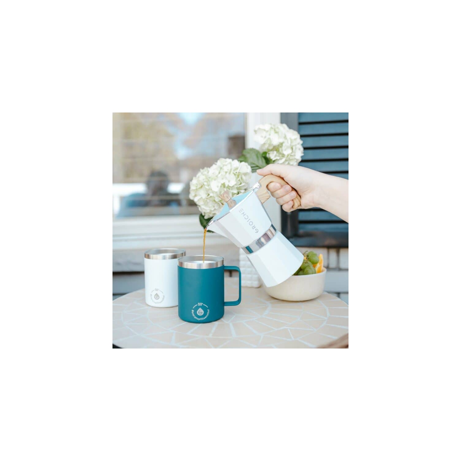 GROSCHE MILANO Stovetop Espresso Maker 6 Espresso Cups Moka Pot | Home Espresso Coffee Maker - White